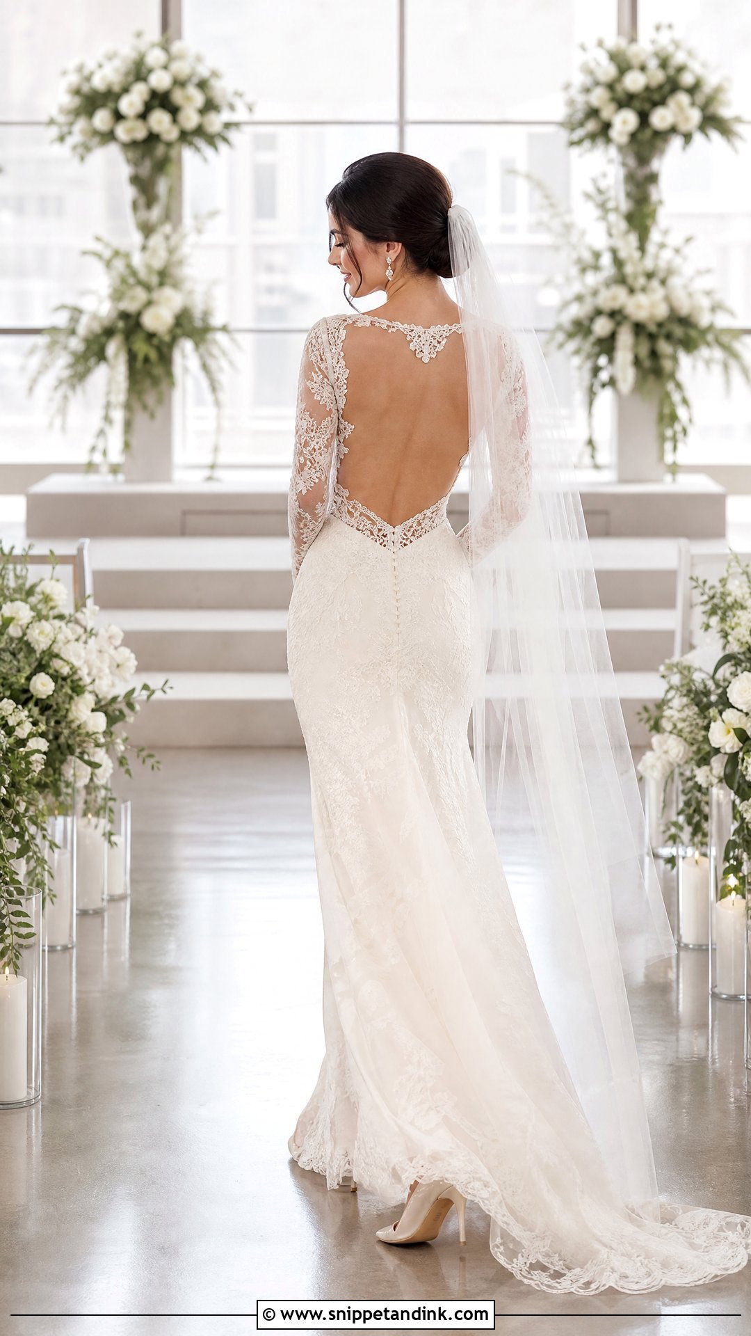 Lace Sleeve Open Back Wedding Dress - Snippet and Ink - 25 Lace Sleeves Wedding Dress