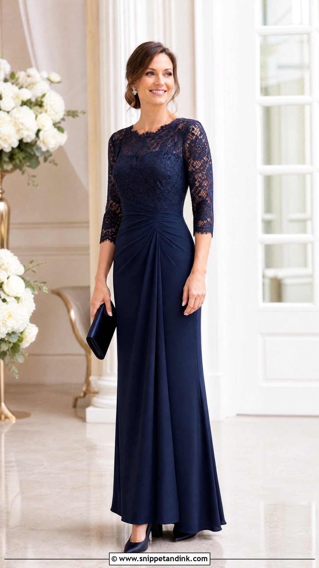 Lace Sleeve Principal Sponsor Gown - Snippet and Ink - 20 Principal Sponsor Gown Style Ideas