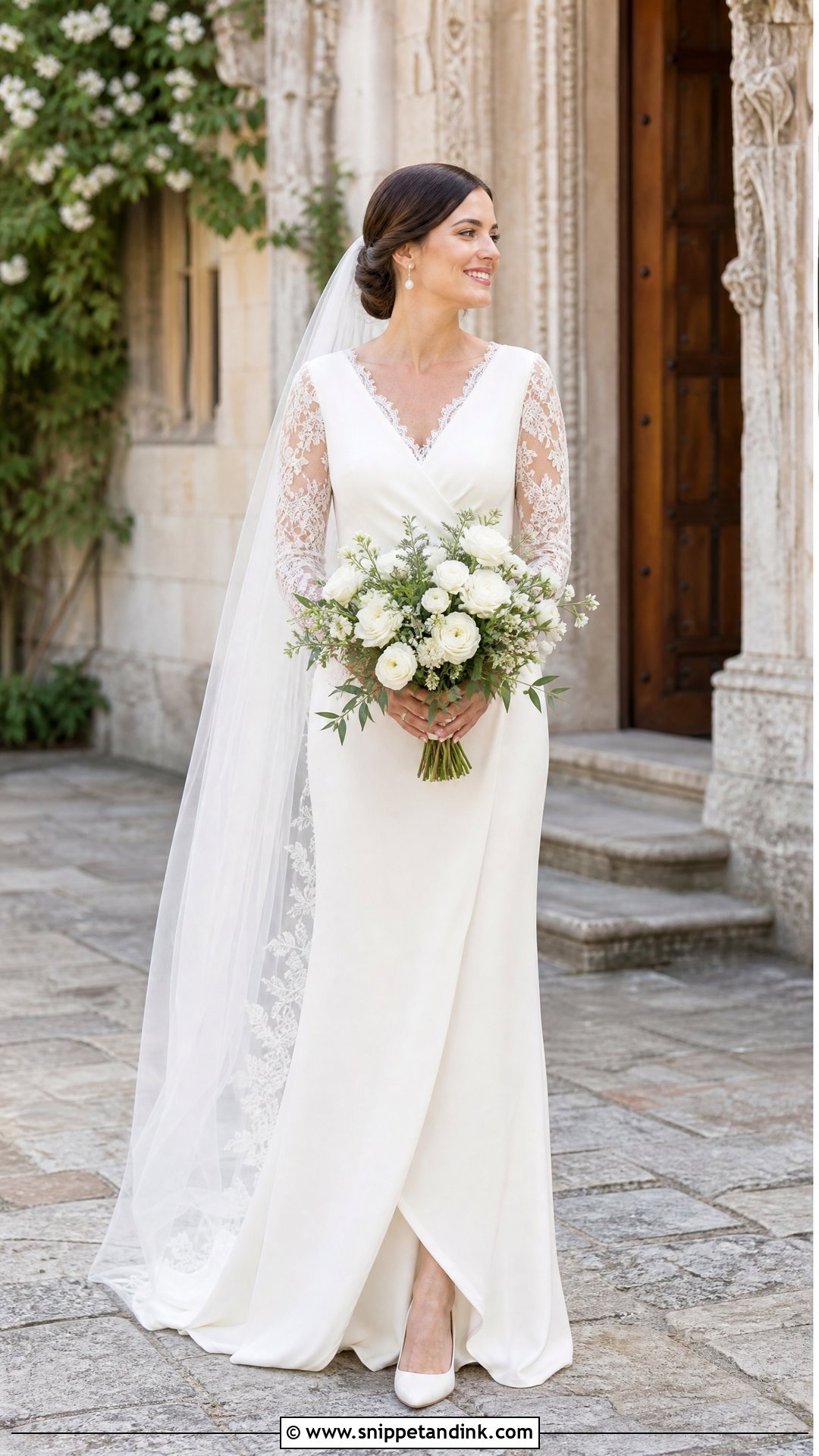 Lace Sleeve Robe Wedding Dress - Snippet and Ink - 20 Robe Wedding Dress Ideas