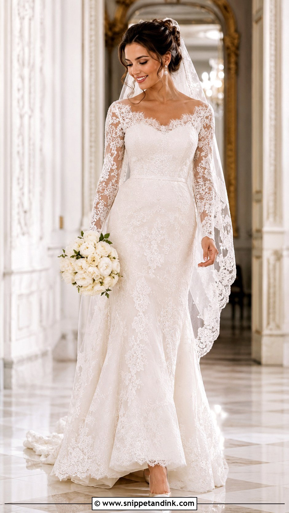 Lace Sleeve Royal Wedding Dress - Snippet and Ink - 25 Royal Wedding Dresses