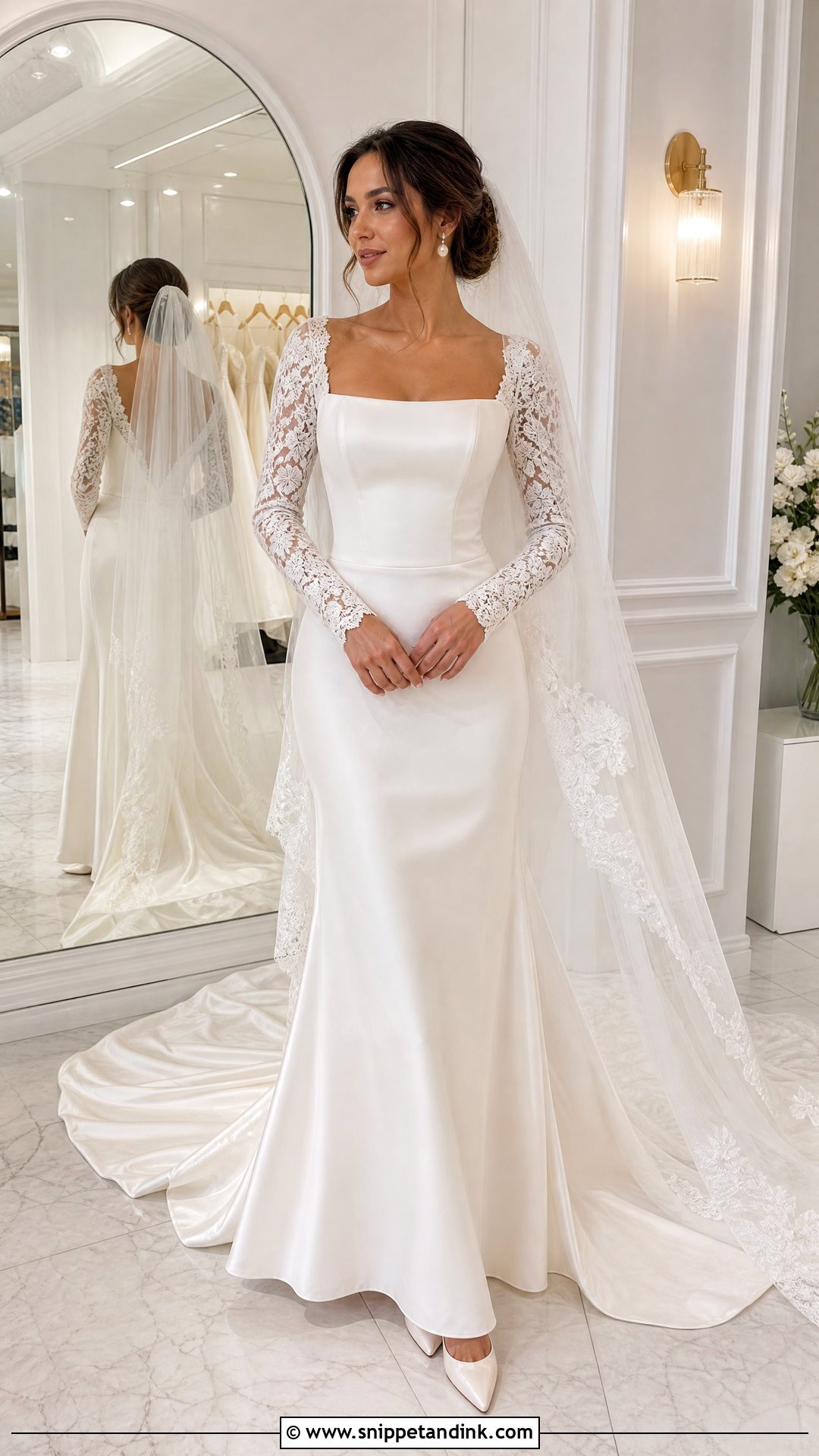 Lace Sleeve Satin Wedding Dress - Snippet and Ink - 25 Lace Sleeves Wedding Dress