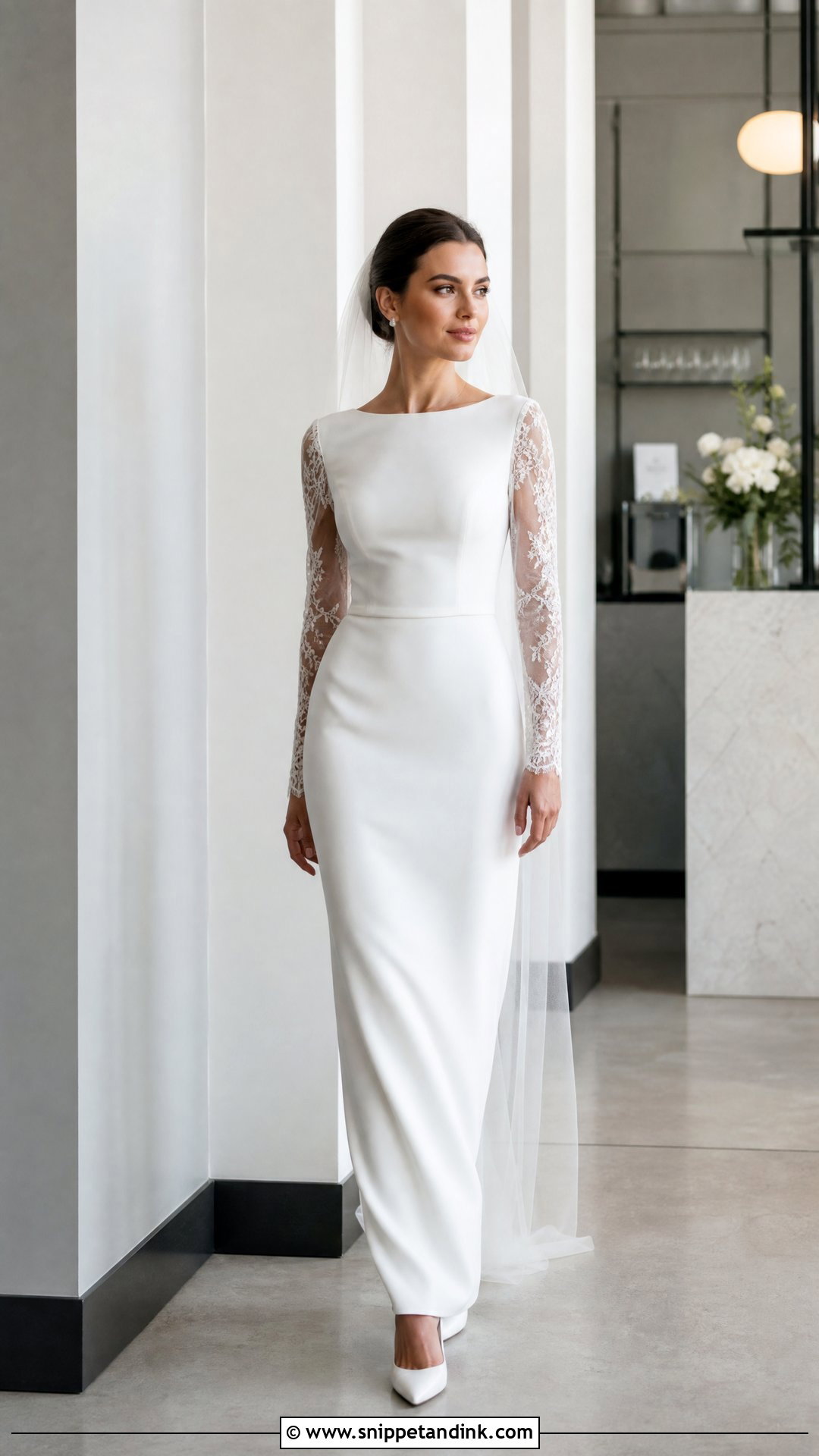 Lace Sleeve Sheath Wedding Dress - Snippet and Ink - 25 Lace Sleeves Wedding Dress