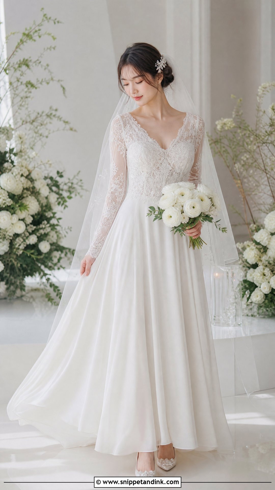 Lace Sleeve Ulzzang Wedding Dress - Snippet and Ink - 20 Ulzzang Wedding Dress Ideas