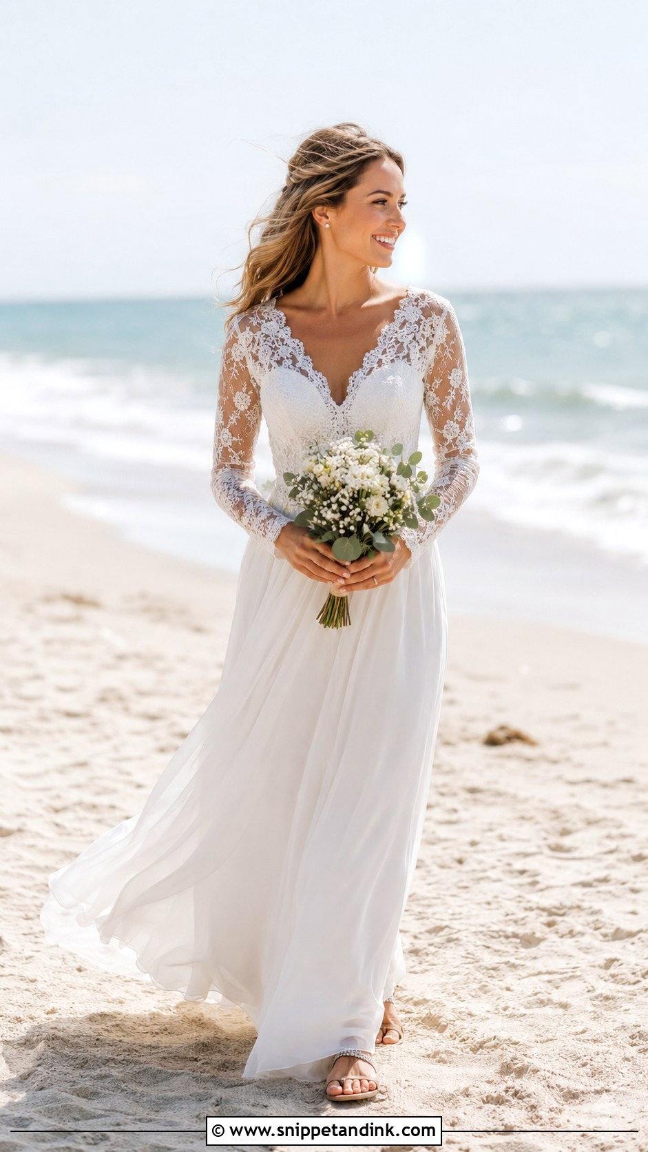 Lace Sleeve Wedding Dress For Beach - Snippet and Ink - 25 Lace Sleeves Wedding Dresses