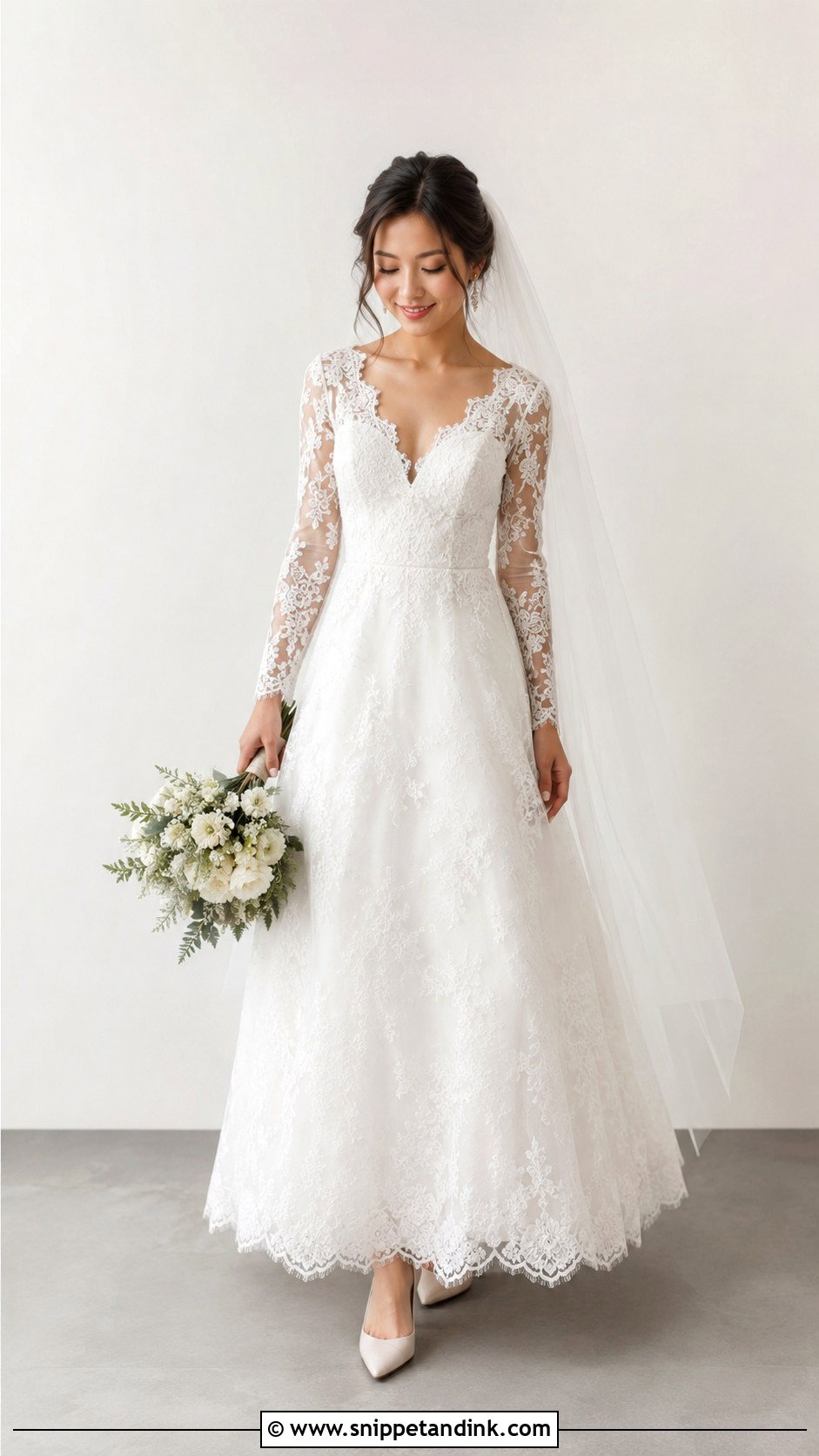 Lace Sleeve Wedding Dress For Petite Brides - Snippet and Ink - 25 Lace Sleeves Wedding Dresses