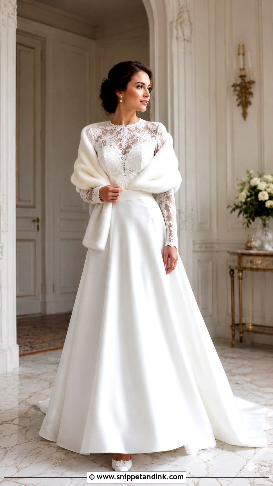 Lace Sleeve Wedding Dress For Winter - Snippet and Ink - 25 Lace Sleeves Wedding Dresses
