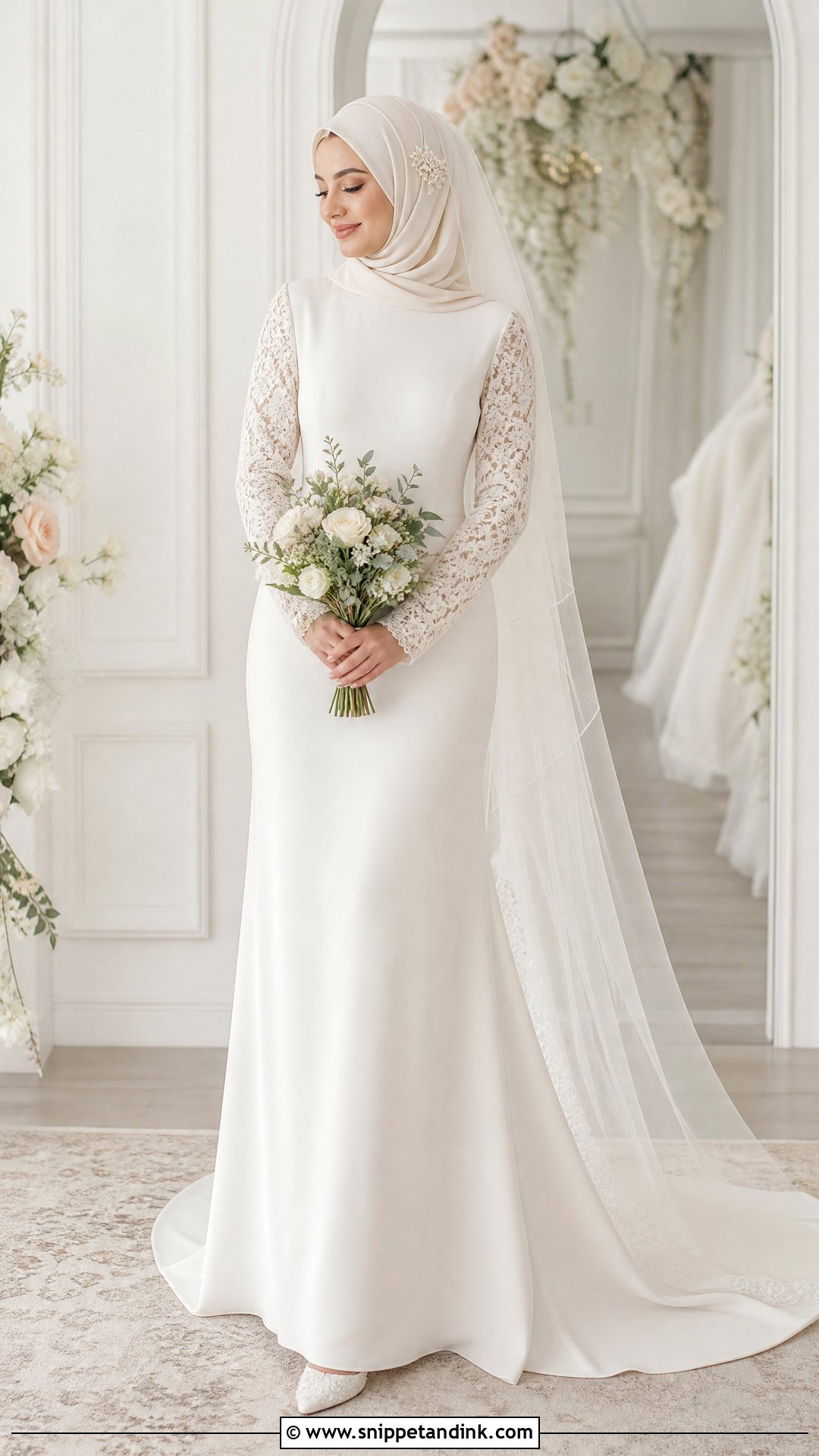Lace Sleeve Wedding Dress Hijab - Snippet and Ink - 25 Simple Wedding Dress Hijab Ideas