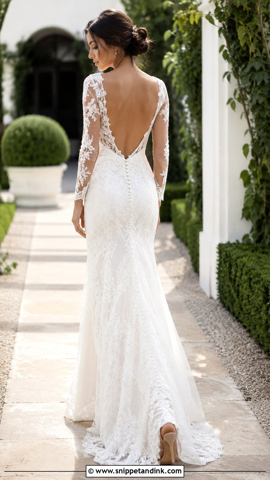 Lace Sleeve Wedding Dress With Open Back - Snippet and Ink - 25 Lace Sleeves Wedding Dresses