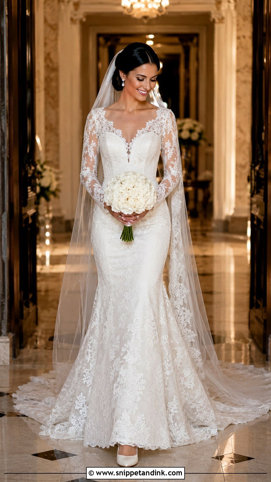 Lace Sleeve Wedding Dress With Train - Snippet and Ink - 25 Lace Sleeves Wedding Dresses