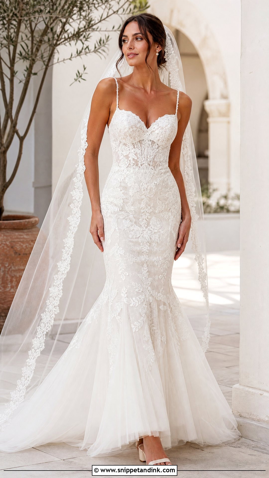 Lace Spaghetti Strap Mermaid Wedding Dress - Snippet and Ink - 20 Strap Wedding Dress Ideas