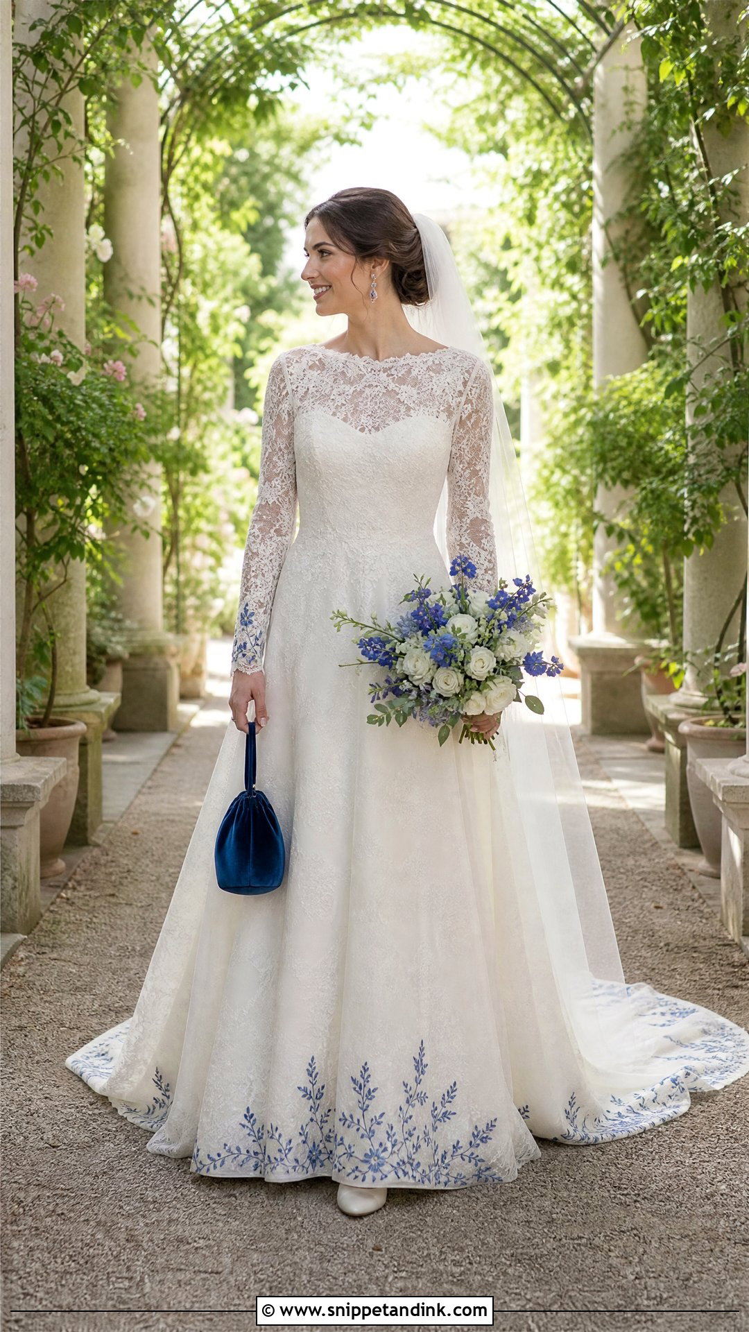 Lace Stitch Wedding Dress With Long Sleeves - Snippet and Ink - 20 Stitch Wedding Dress Ideas