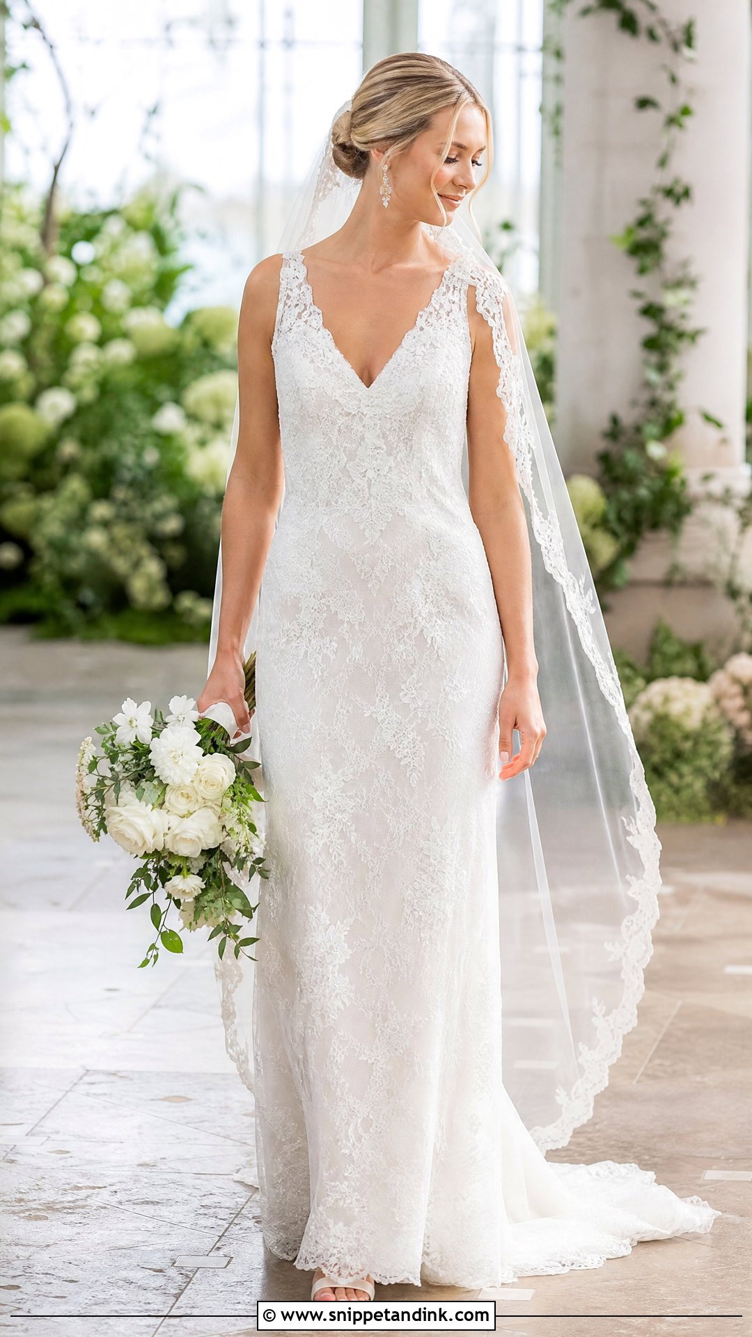 Lace Straight Wedding Dress - Snippet and Ink - 20 Straight Wedding Dresses