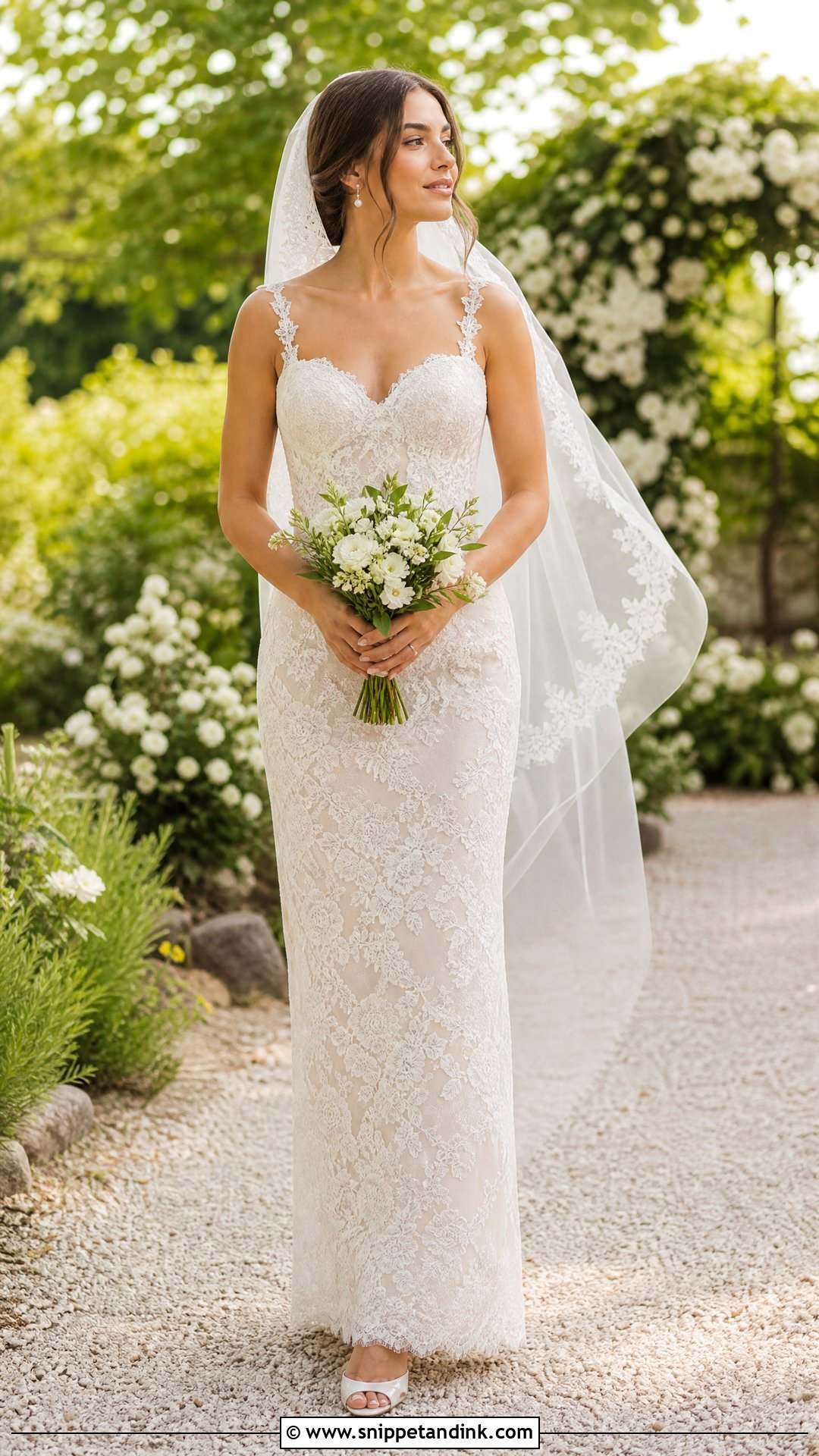 Lace Straight Wedding Gown - Snippet and Ink - 20 Straight Wedding Gown Ideas