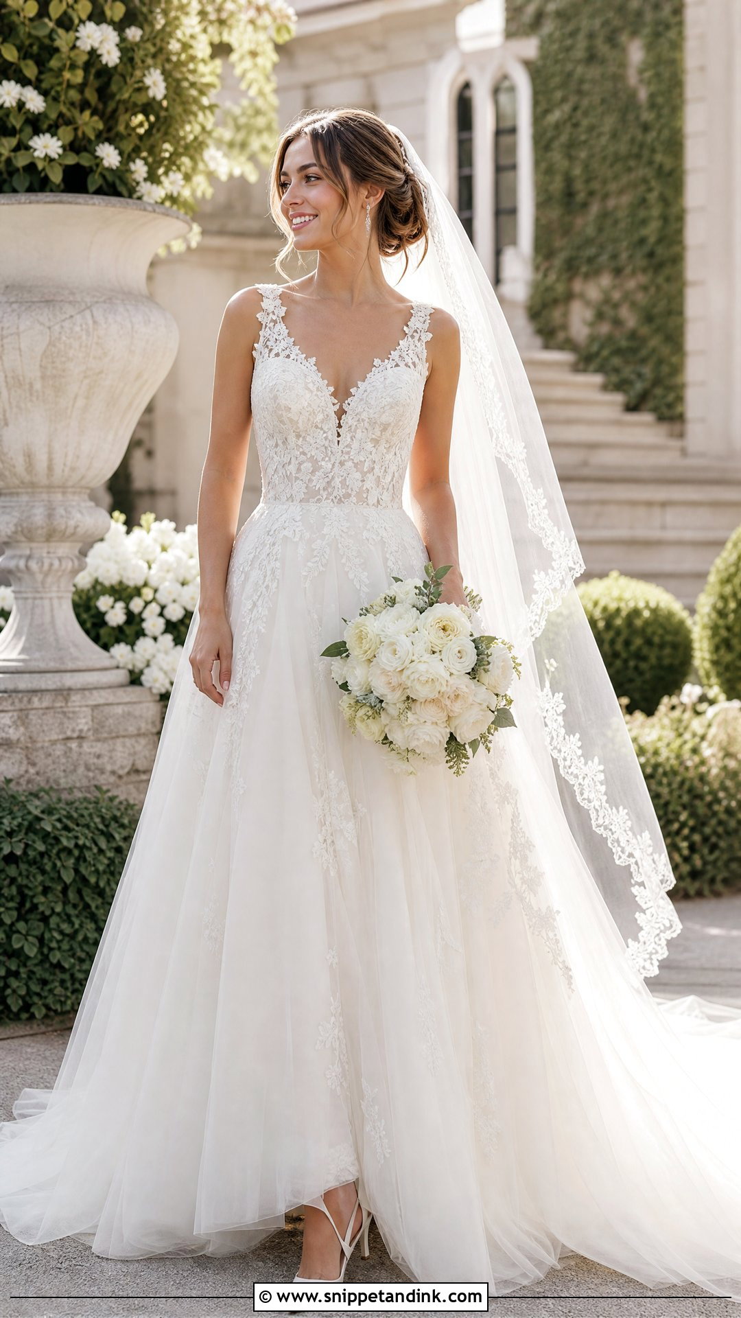 Lace Strap A Line Wedding Dress - Snippet and Ink - 20 Wedding Dresses Straps