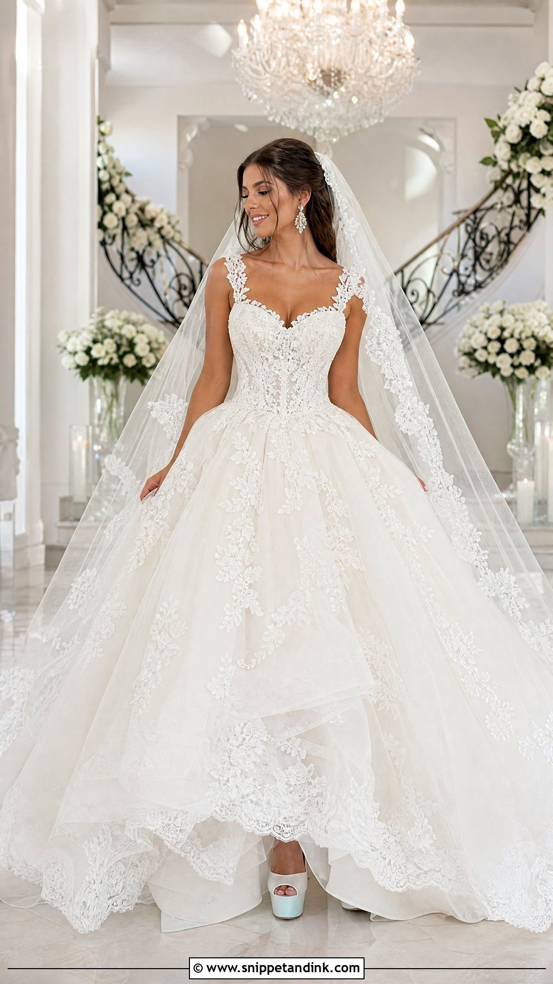 Lace Strap Ball Gown Wedding Dress - Snippet and Ink - 20 Wedding Dress Straps Ideas