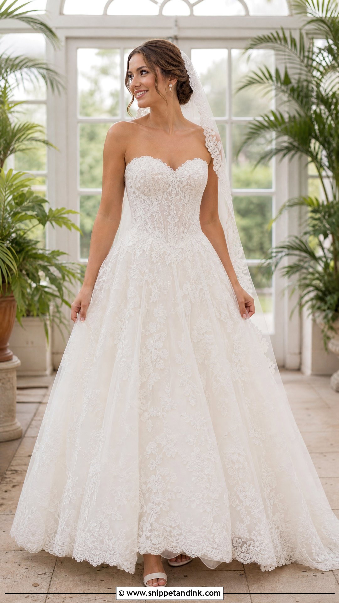 Lace Strapless Basque Waist Wedding Dress - Snippet and Ink - 20 Strapless Basque Waist Wedding Dress Ideas