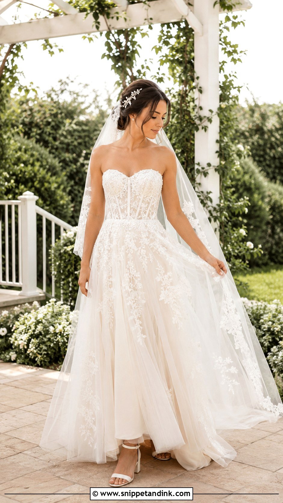 Lace Strapless Corset A Line Wedding Dress - Snippet and Ink - 20 Strapless Corset Wedding Dress Ideas