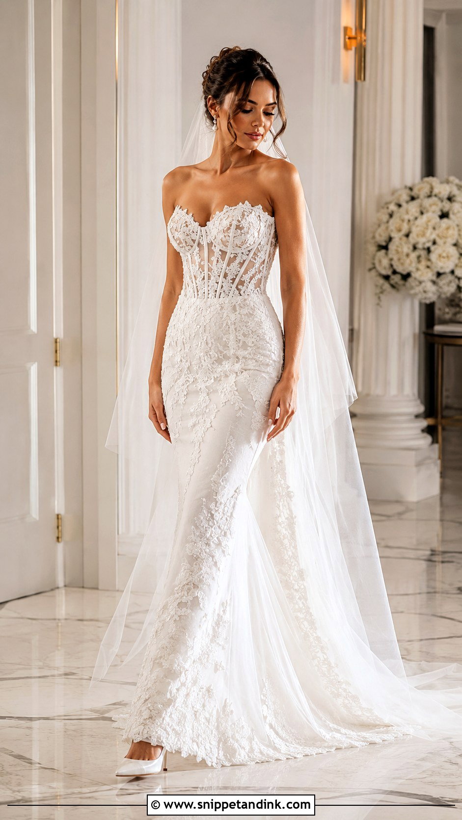 Lace Strapless Corset Wedding Dress - Snippet and Ink - 25 Lace Strapless Wedding Dress Ideas