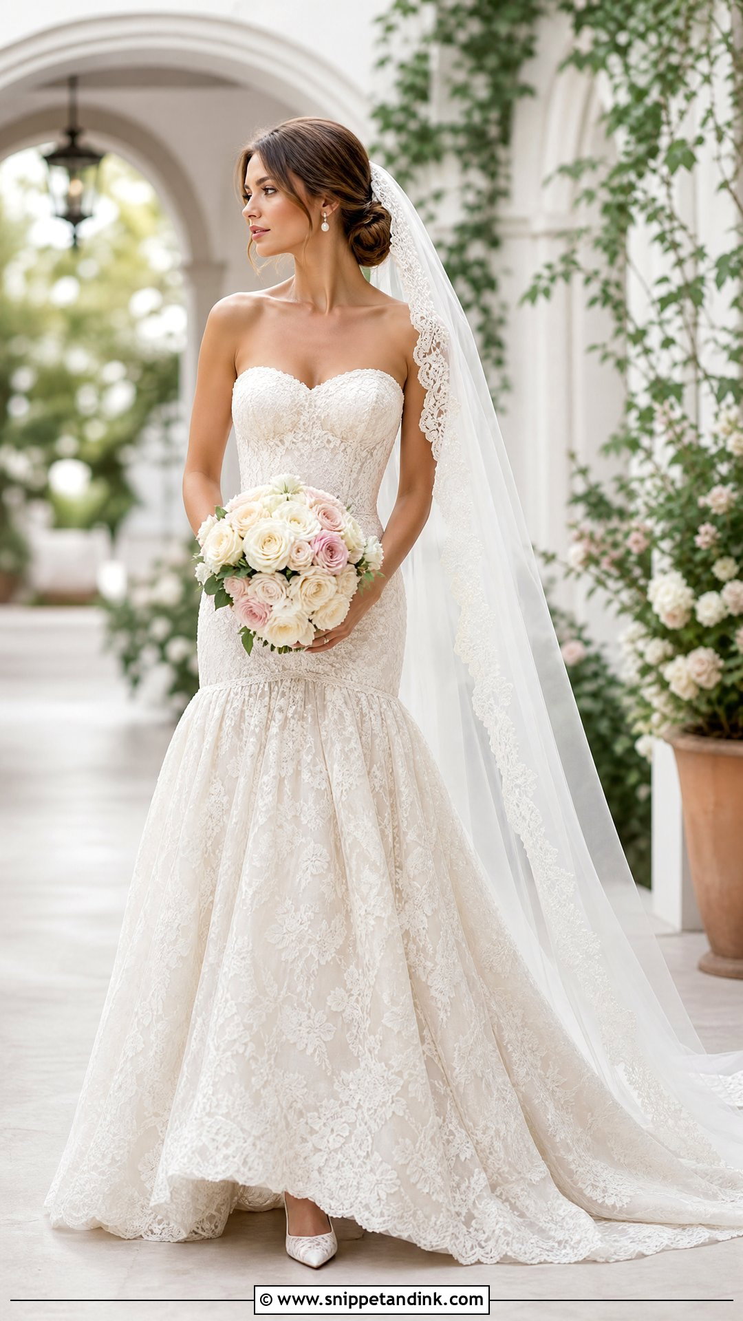 Lace Strapless Drop Waist Wedding Dress - Snippet and Ink - 20 Strapless Drop Waist Wedding Dress Ideas
