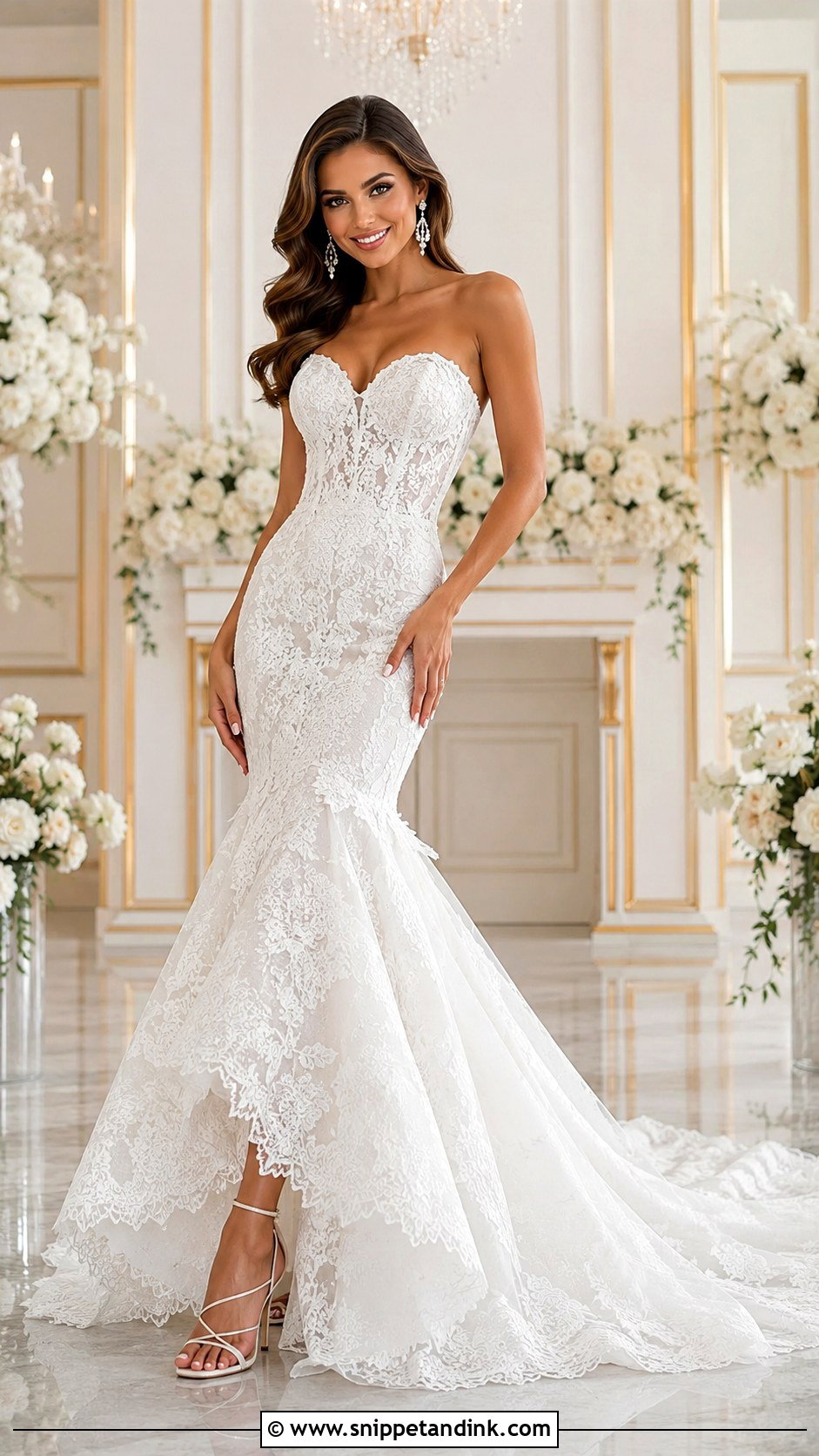 Lace Strapless Mermaid Wedding Dress - Snippet and Ink - 25 Lace Strapless Wedding Dress Ideas