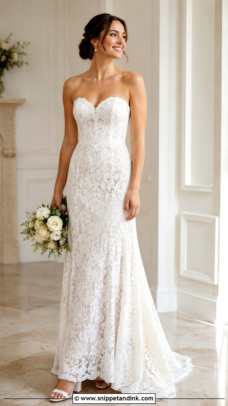 Lace Strapless Sweetheart Wedding Dress - Snippet and Ink - 25 Lace Strapless Wedding Dress Ideas