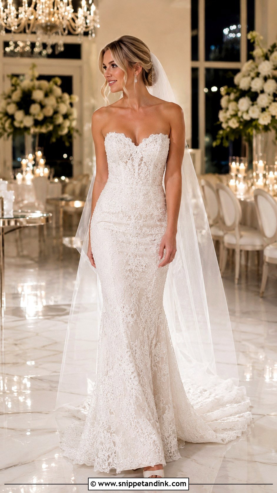 Lace Strapless Wedding Dress With Beading - Snippet and Ink - 25 Lace Strapless Wedding Dress Ideas