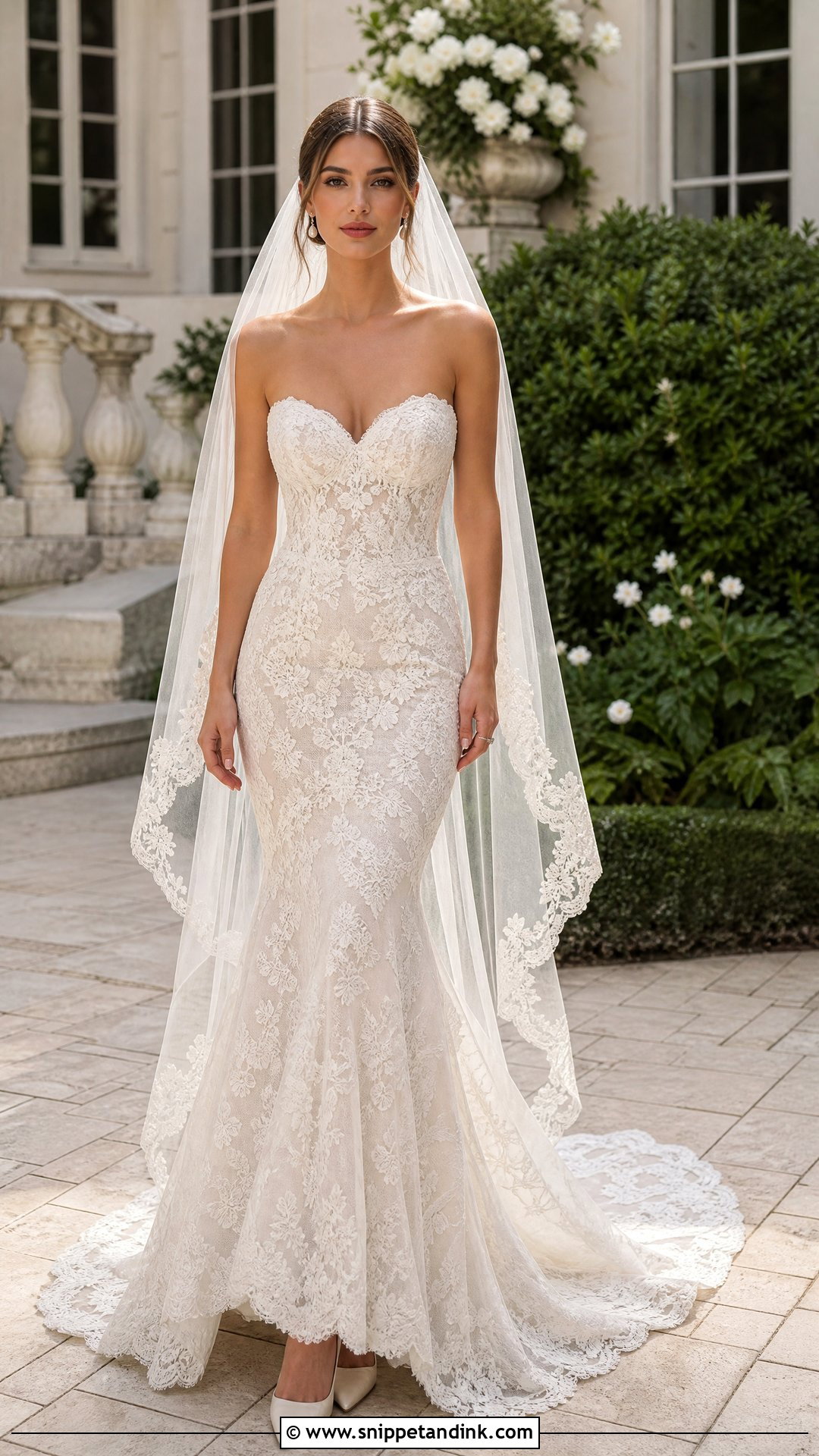 Lace Sweetheart Trumpet Wedding Gown - Snippet and Ink - 20 Trumpet Wedding Gown Ideas