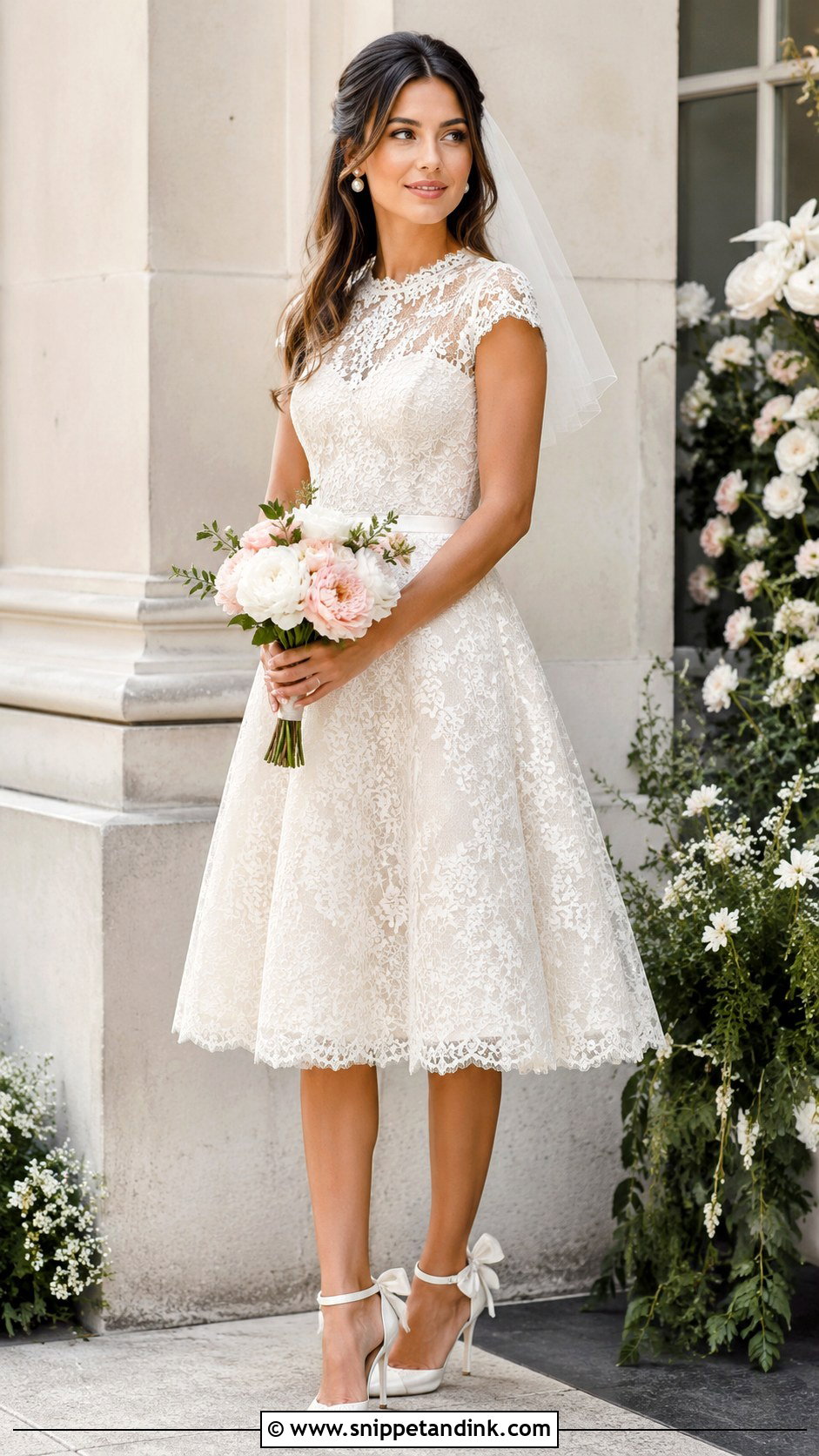 Lace Tea Length Bridal Dress - Snippet and Ink - 25 Lace Bridal Dress Ideas