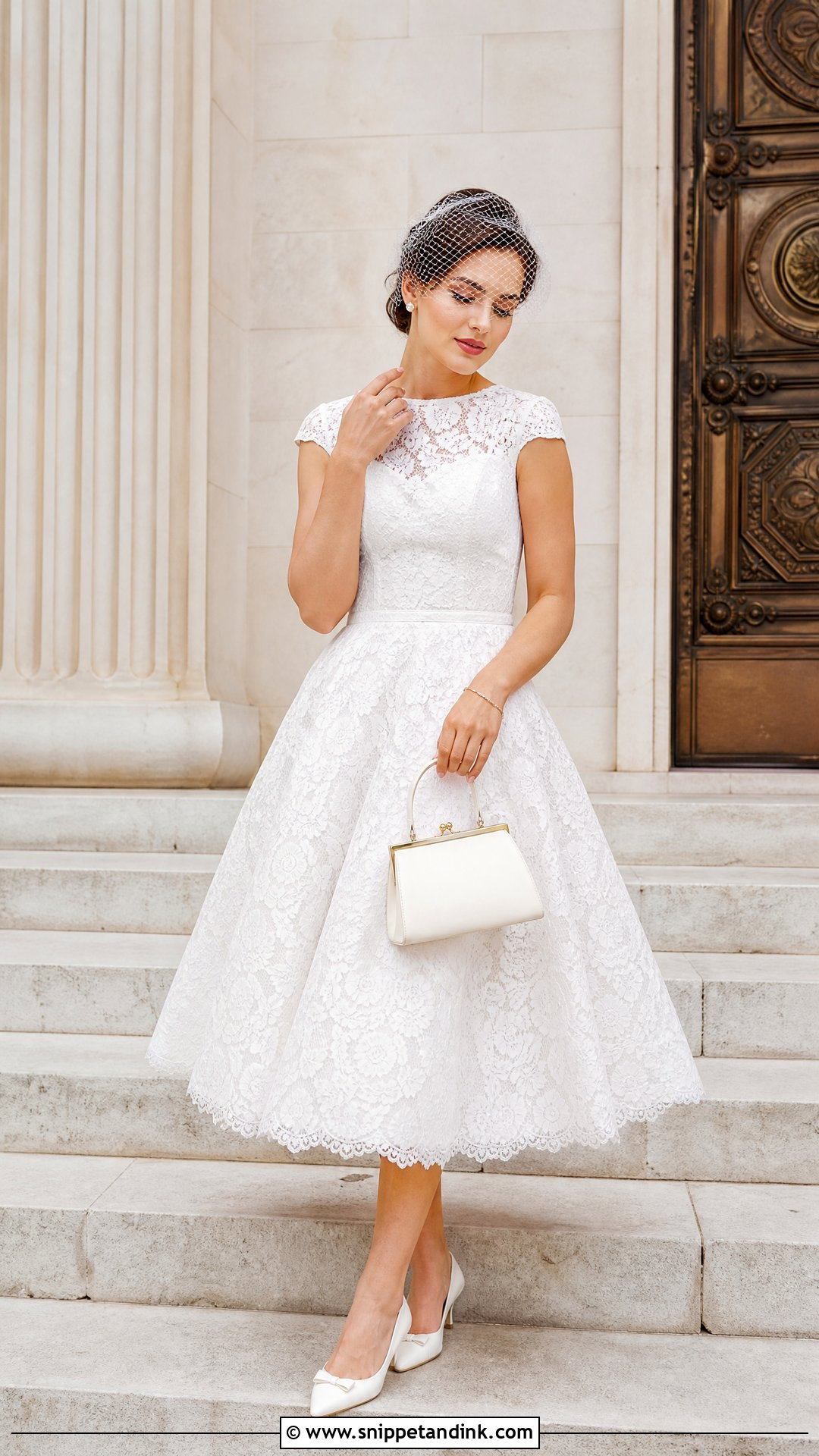 Lace Tea Length Civil Ceremony Wedding Dress - Snippet and Ink - 25 Civil Ceremony Wedding Dress Ideas