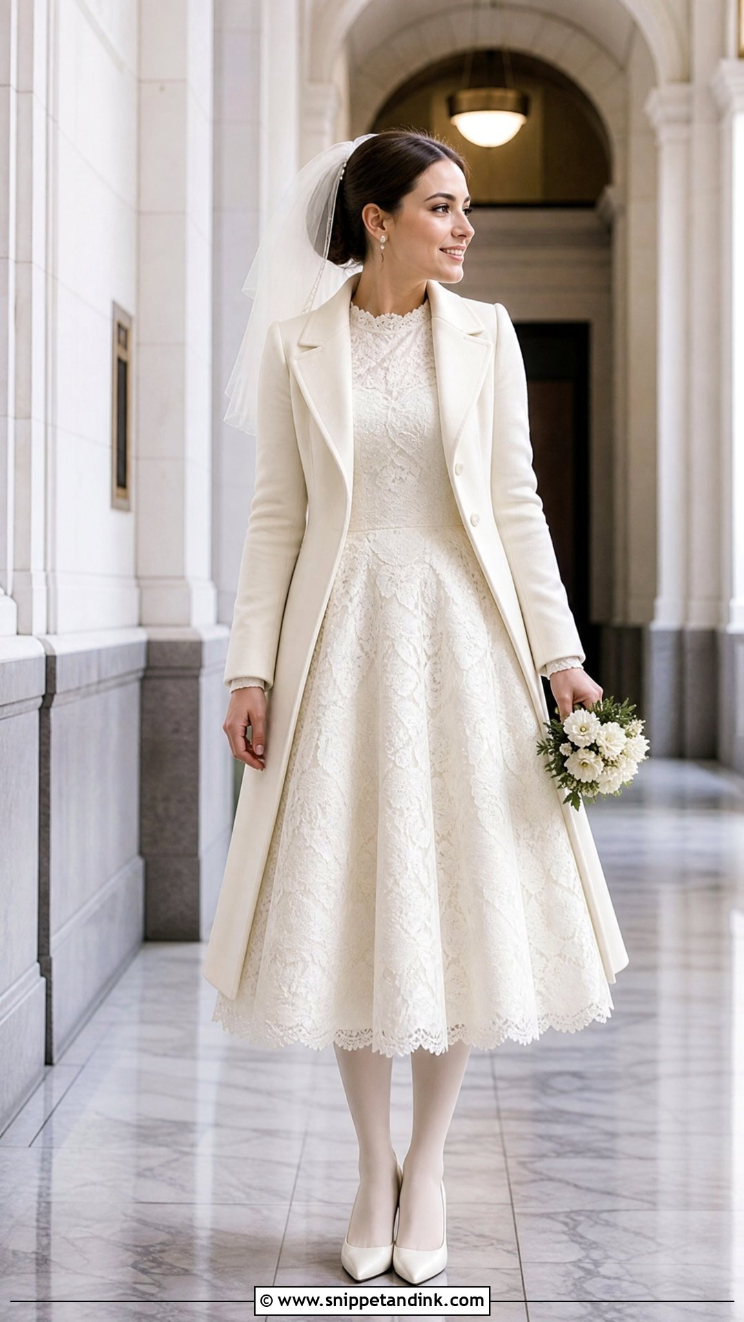 Lace Tea Length Civil Wedding Dress - Snippet and Ink - 20 Winter Civil Wedding Dress Ideas