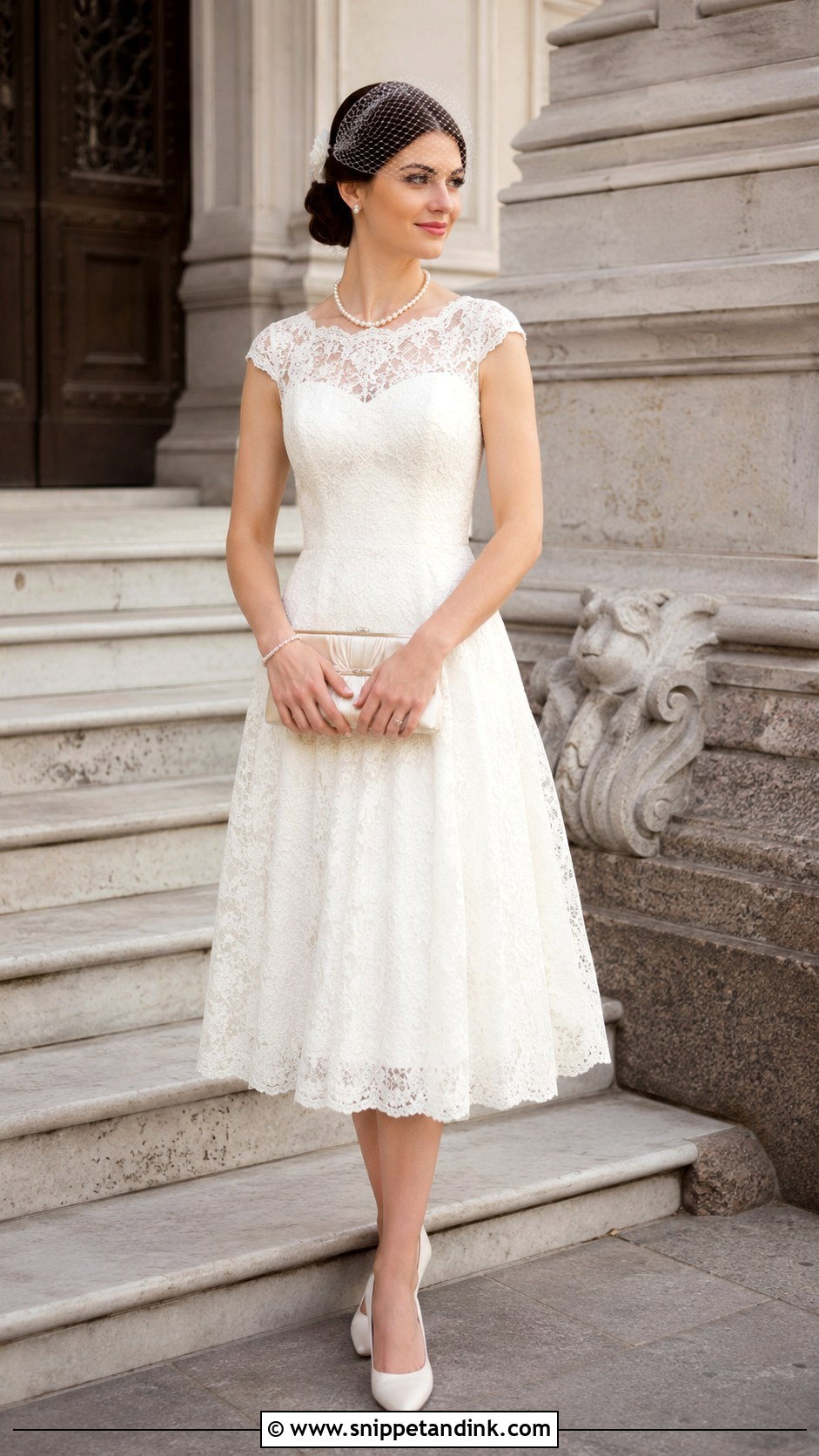 Lace Tea Length Civil Wedding Dress - Snippet and Ink - 20 Civil Wedding Dress Courts Brides Ideas
