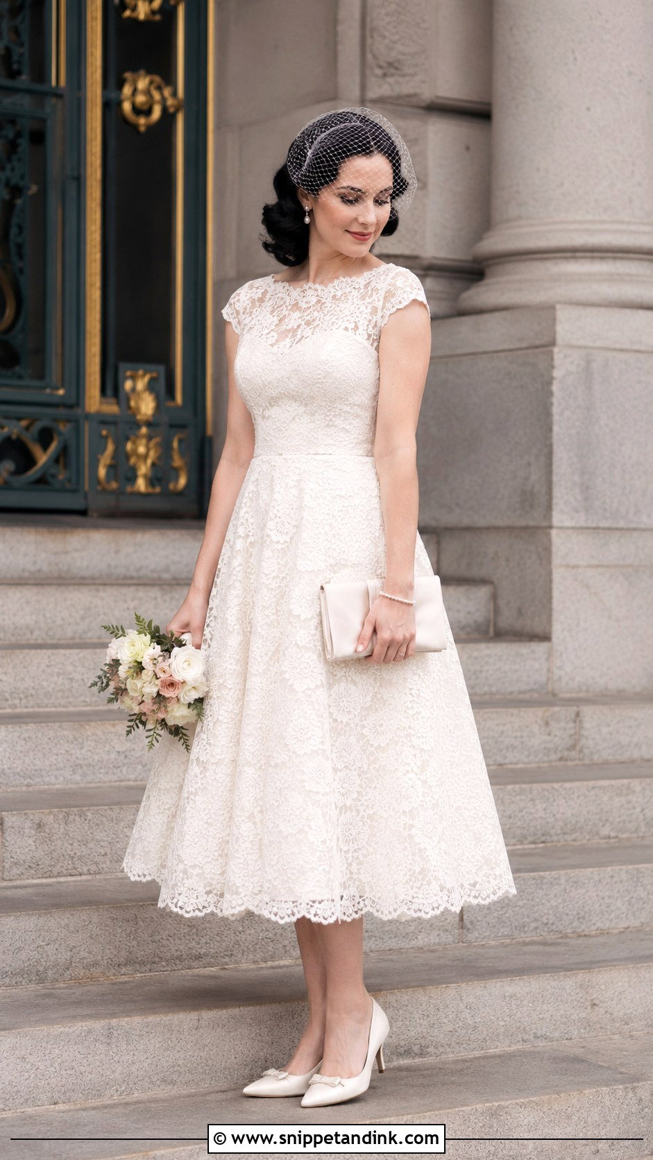 Lace Tea Length Court Wedding Dress - Snippet and Ink - 20 Dress for Court Wedding Ideas