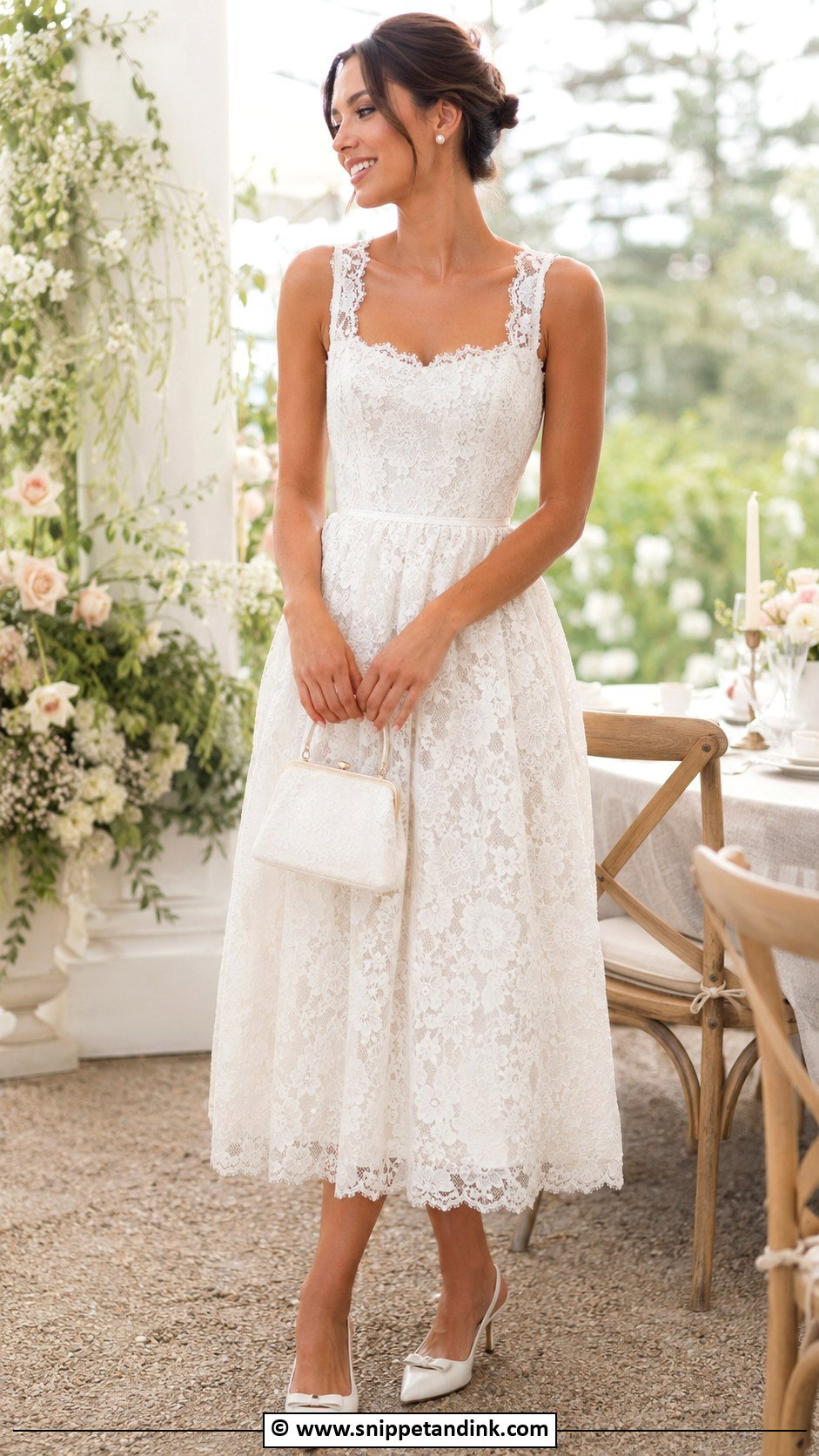 Lace Tea Length Second Wedding Dress - Snippet and Ink - 30 Second Wedding Dress Ideas