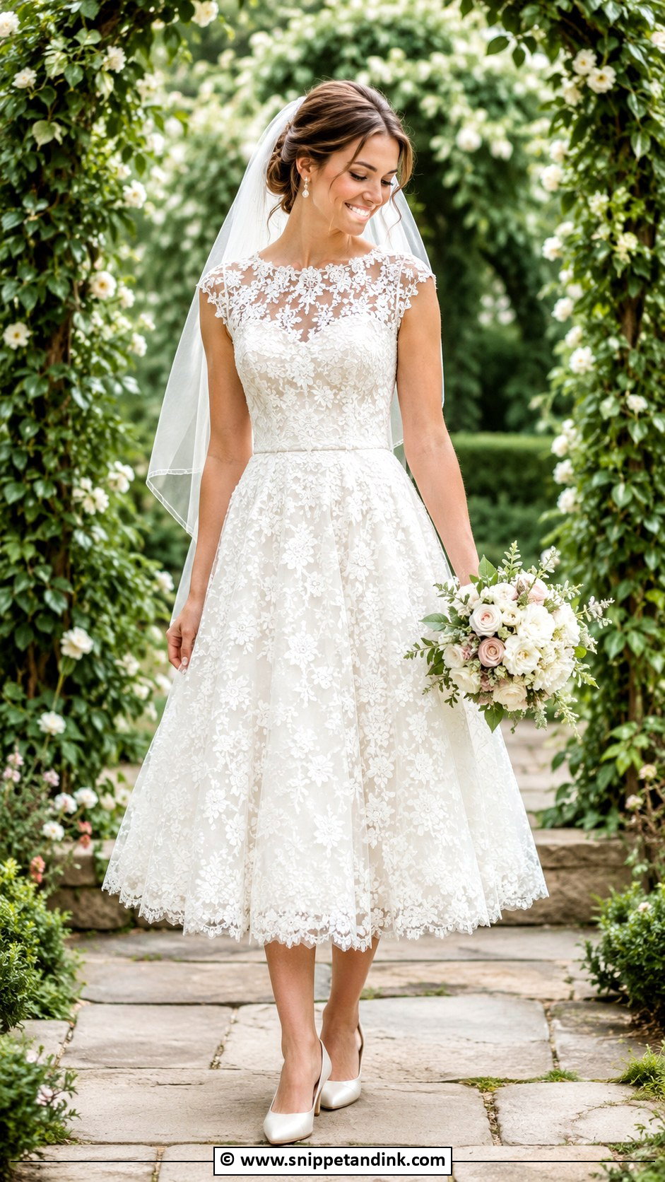 Lace Tea Length Wedding Dress - Snippet and Ink - 30 Tea Length Wedding Dress Ideas