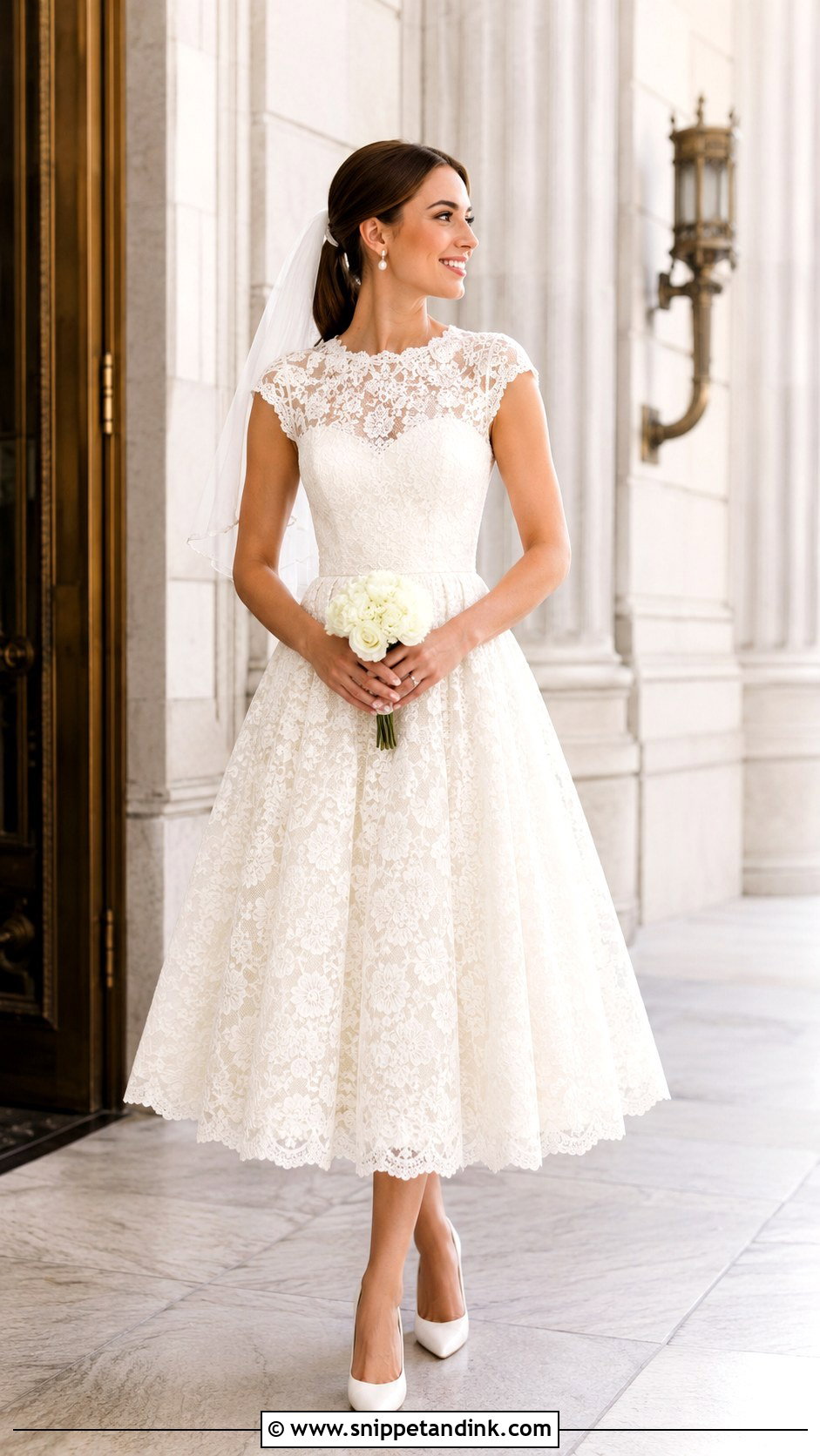 Lace Tea Length Wedding Dress - Snippet and Ink - 25 Bridal Lace Ideas