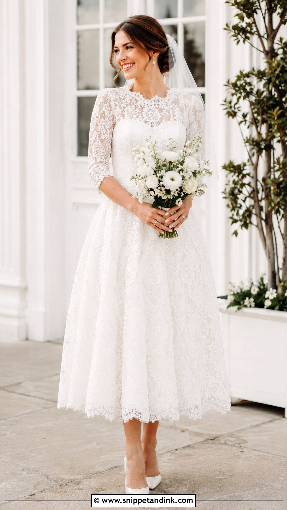 Lace Tea Length Wedding Dress - Snippet and Ink - 25 Romantic Lace Wedding Dress Ideas