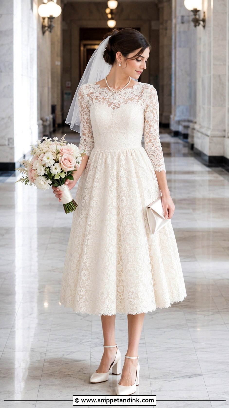 Lace Tea Length Wedding Dress - Snippet and Ink - 20 Justice of the Peace Wedding Dress Ideas
