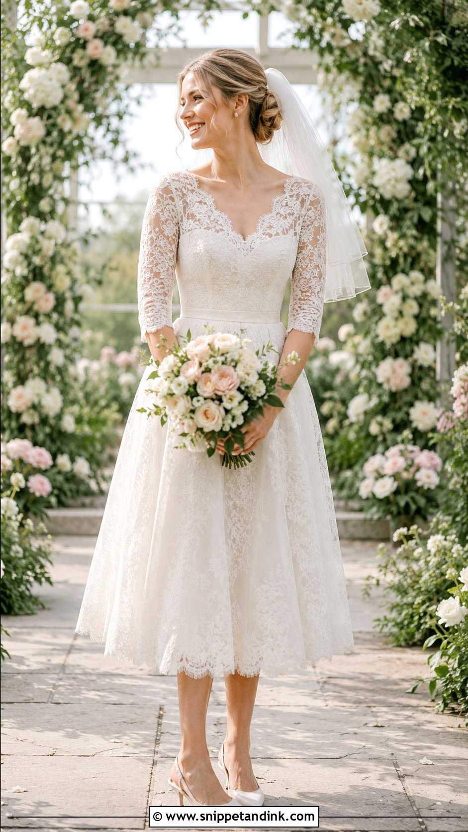 Lace Tea Length Wedding Dress - Snippet and Ink - 20 Midi Length Wedding Dress Ideas
