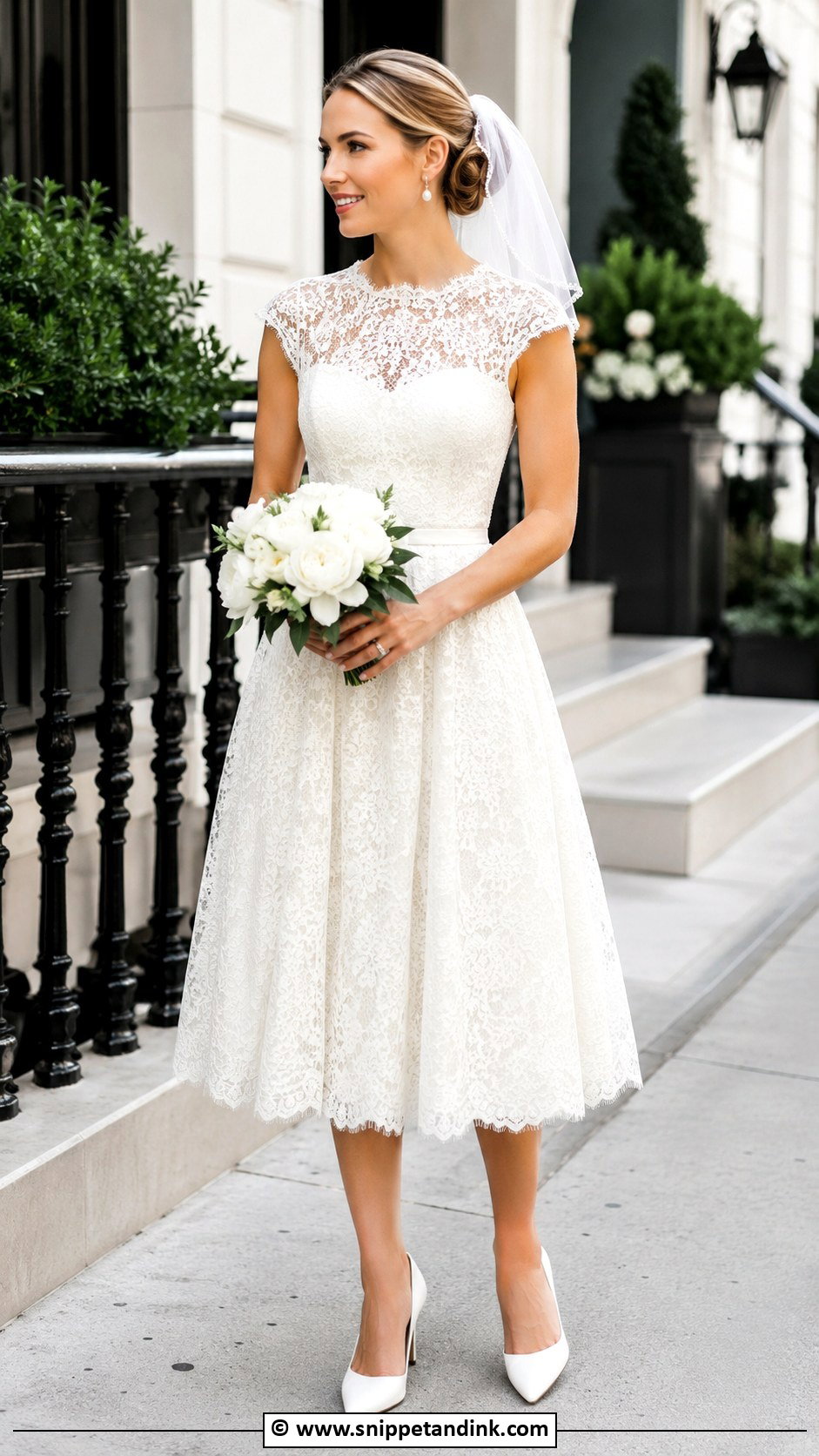 Lace Tea Length Wedding Dress - Snippet and Ink - 25 Lacy Wedding Dresses