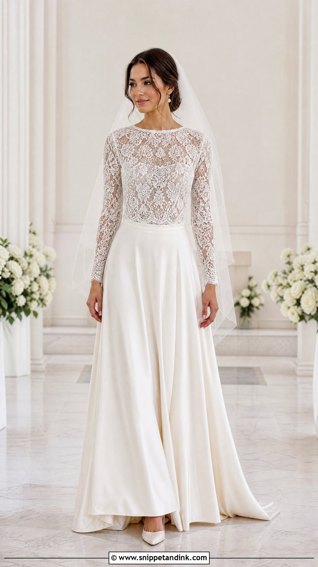 Lace Top And Satin Skirt Wedding Separates - Snippet and Ink - 20 Wedding Separates Ideas