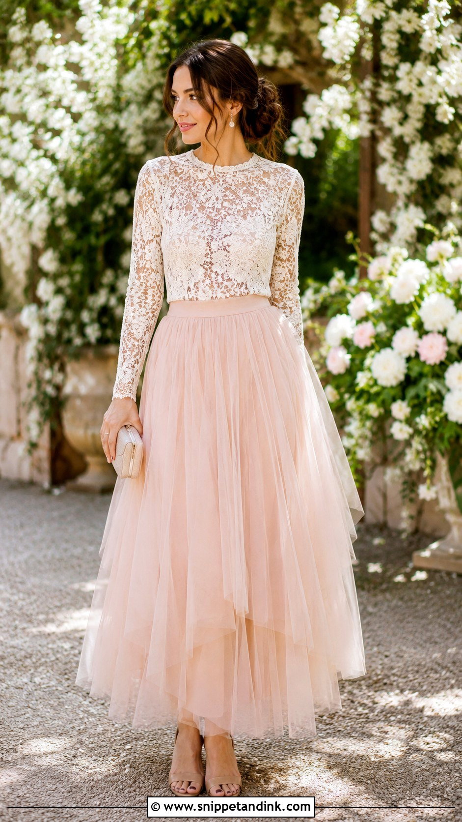 Lace Top And Tulle Skirt Wedding Outfit - Snippet and Ink - 25 Wedding Skirt and Top Ideas