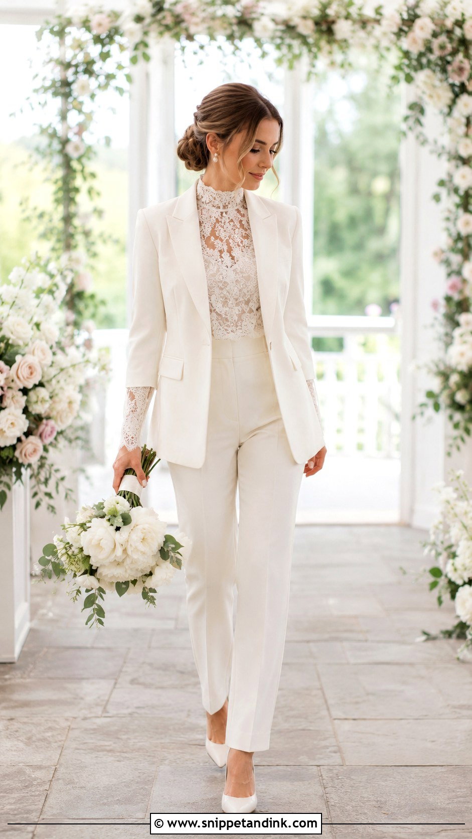 Lace Top Bride Wedding Suit - Snippet and Ink - 20 Bride Wedding Suit Ideas