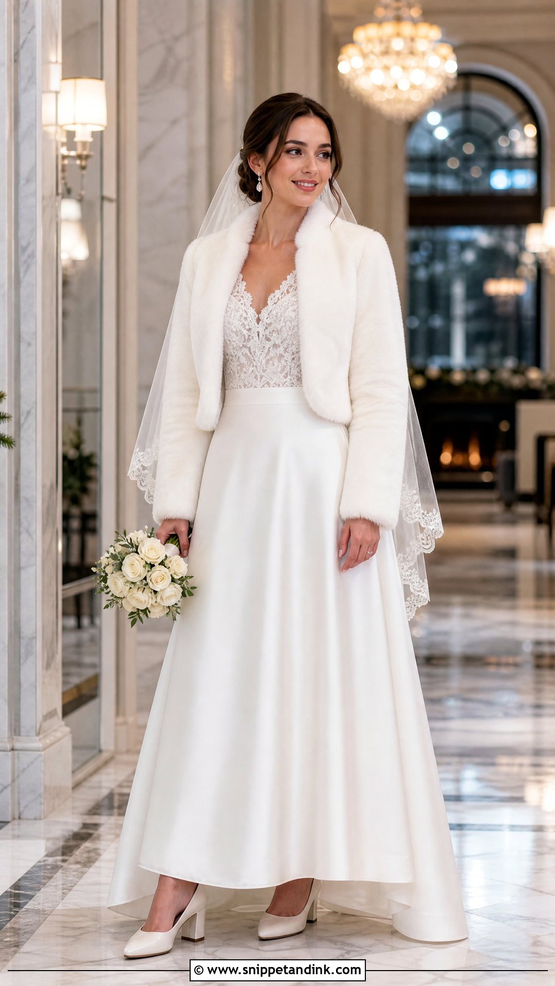Lace Top Satin Skirt Winter Wedding Dress - Snippet and Ink - 20 Wedding Dress for Winter Ideas