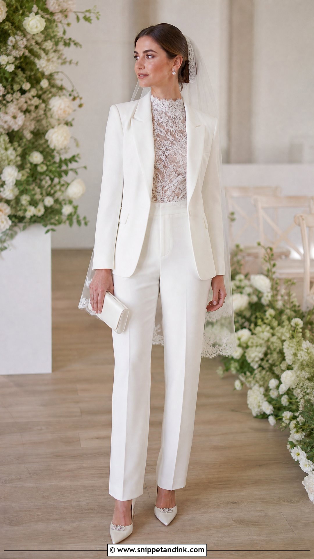 Lace Top Wedding Suit - Snippet and Ink - 20 Wedding Dress and Suit Ideas