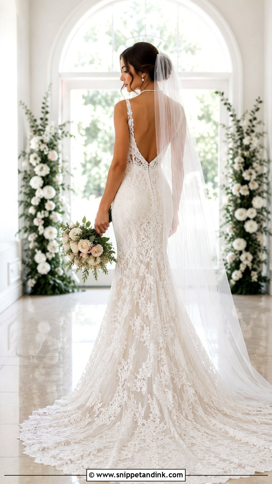 Lace Train Wedding Dress - Snippet and Ink - 25 Wedding Dress Train Ideas