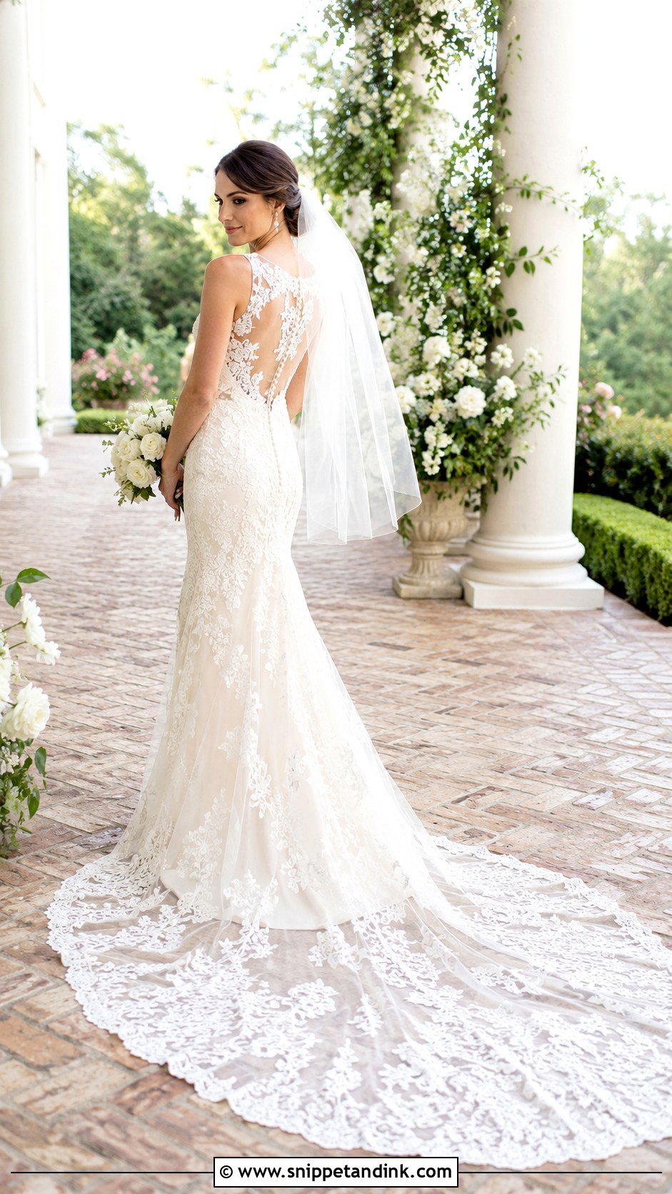 Lace Train Wedding Dress - Snippet and Ink - 25 Bridal Train Styles