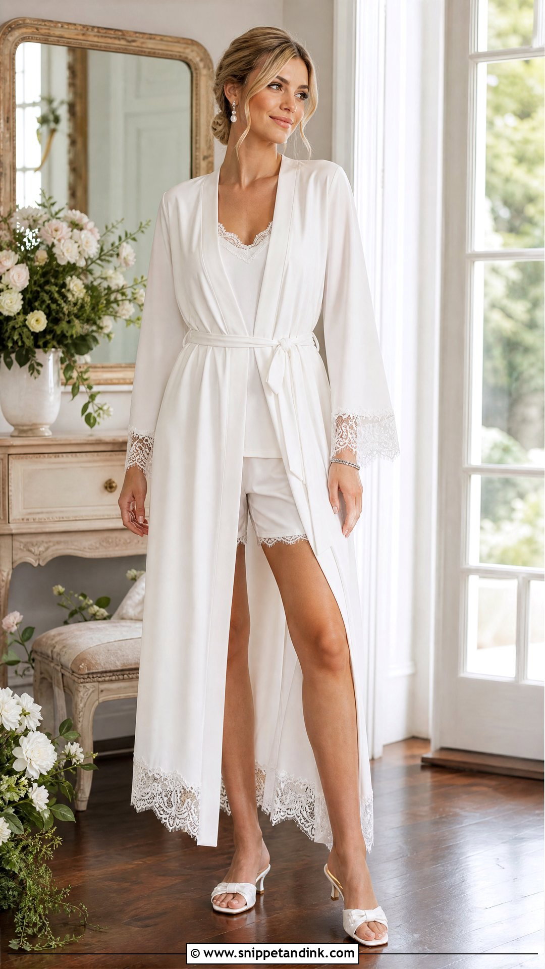 Lace Trim Bridal Dressing Gown - Snippet and Ink - 20 Bridal Dressing Gown Ideas