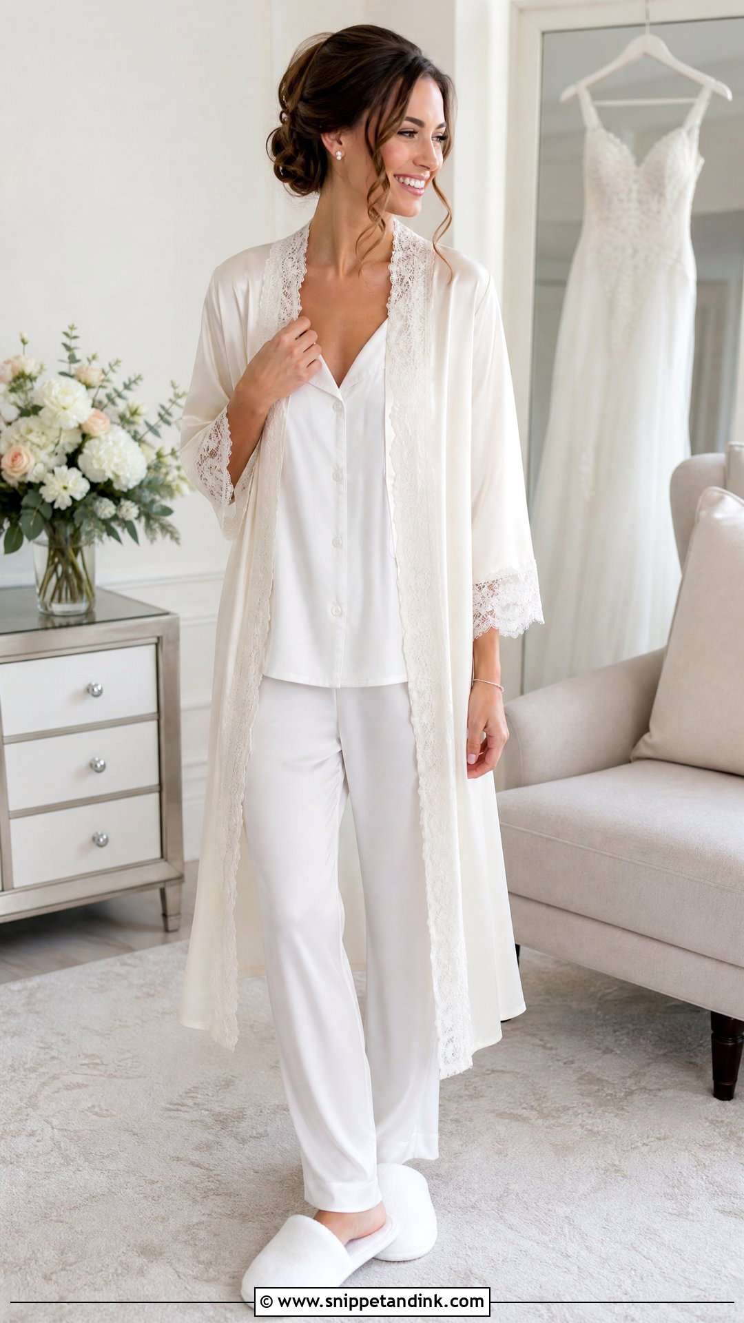 Lace Trim Bridal Robe Outfit - Snippet and Ink - 25 Wedding Robes for Bride Ideas