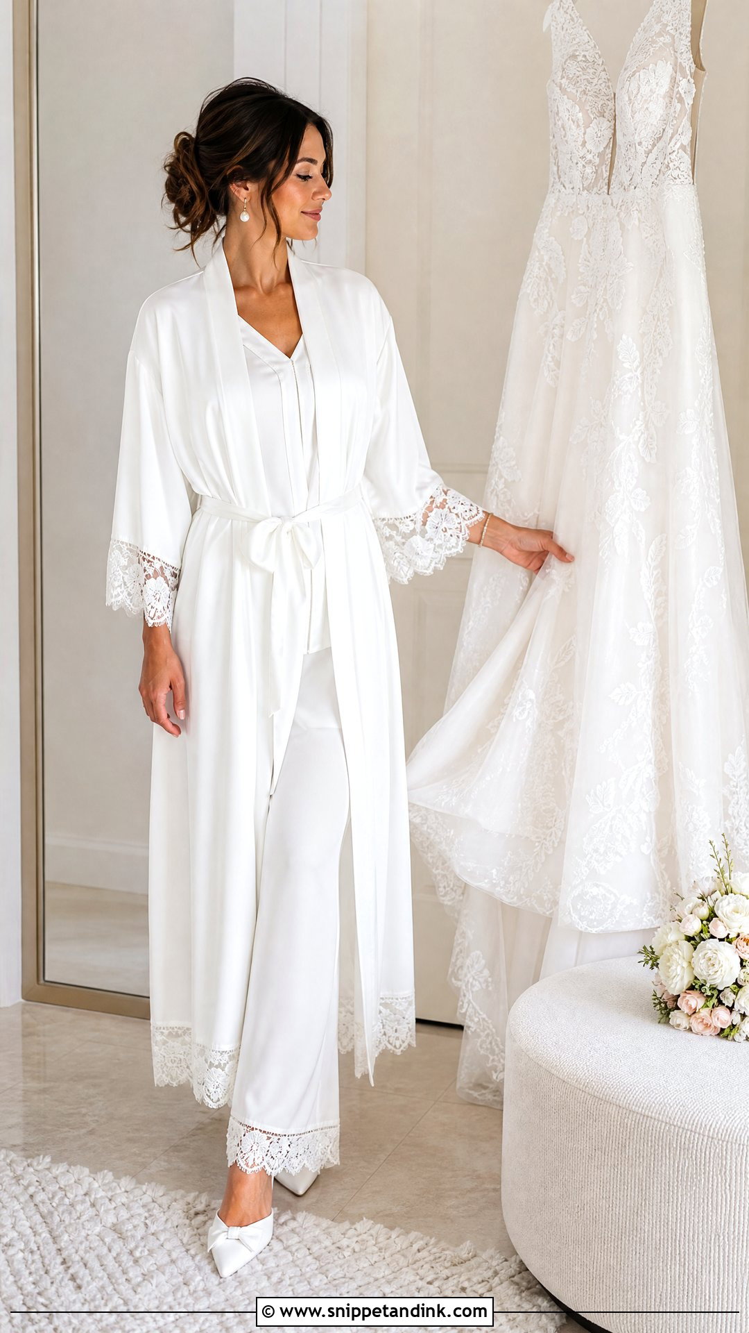 Lace Trim Bride Robe - Snippet and Ink - 20 Bride Robe Getting Ready Ideas