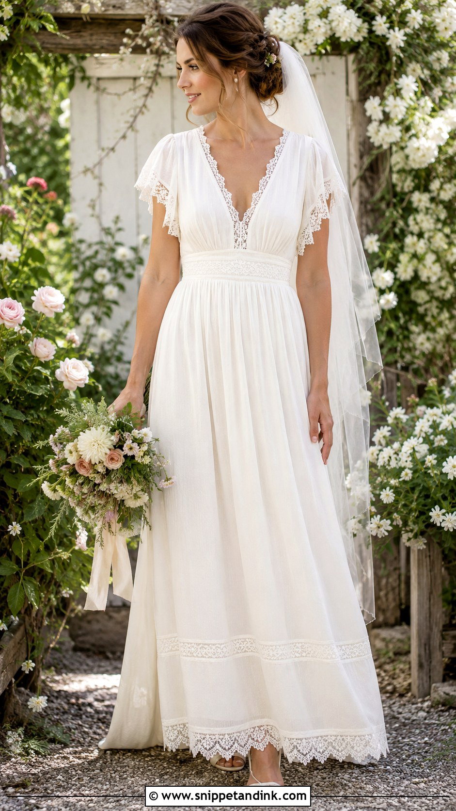 Lace Trim Muslin Wedding Dress - Snippet and Ink - 20 Muslin Wedding Dress Ideas